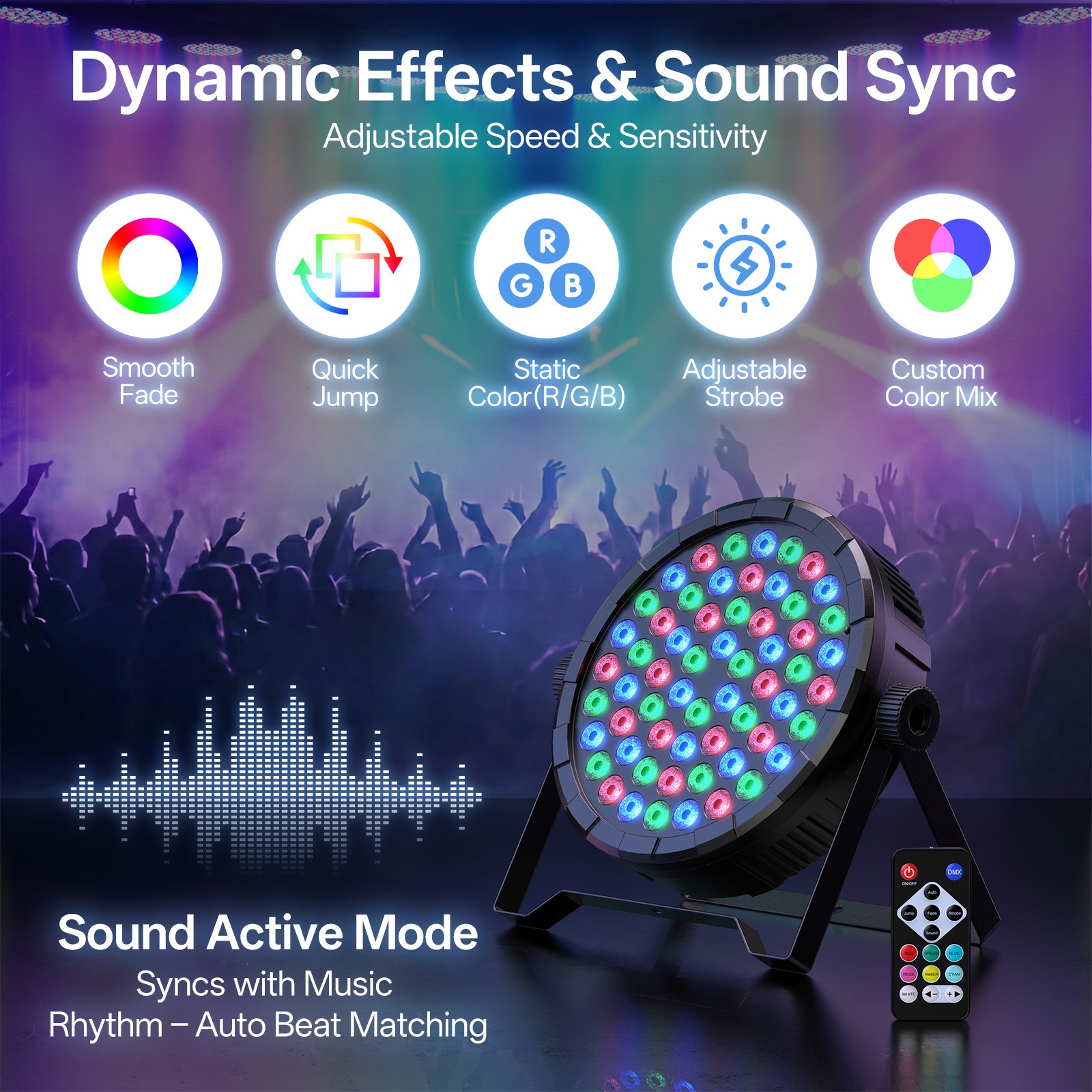 1-10PCS 120W 60LED RGB Stage Lighting PAR Light DMX Beam Party DJ Disco Lights