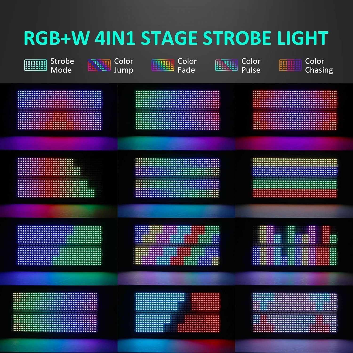 Stage Strobe 880 LEDs RGB+W 4IN1 DJ Strobe&Wall Wash Light Bar 48+8 zone Flash