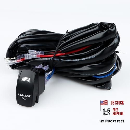 Generic Single-Output LED Light Bar Wiring Harness Kit, 12V 180W, with ON-Off
