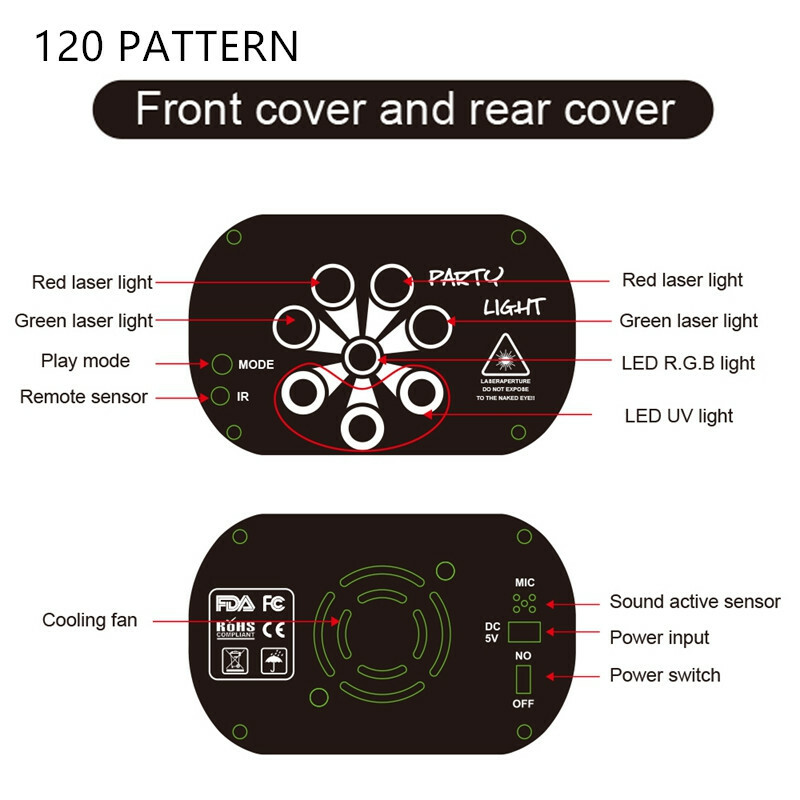 Portable 60/120 Pattern RGB Led UV Laser Projector DJ Stage KTV Lighting Lamp