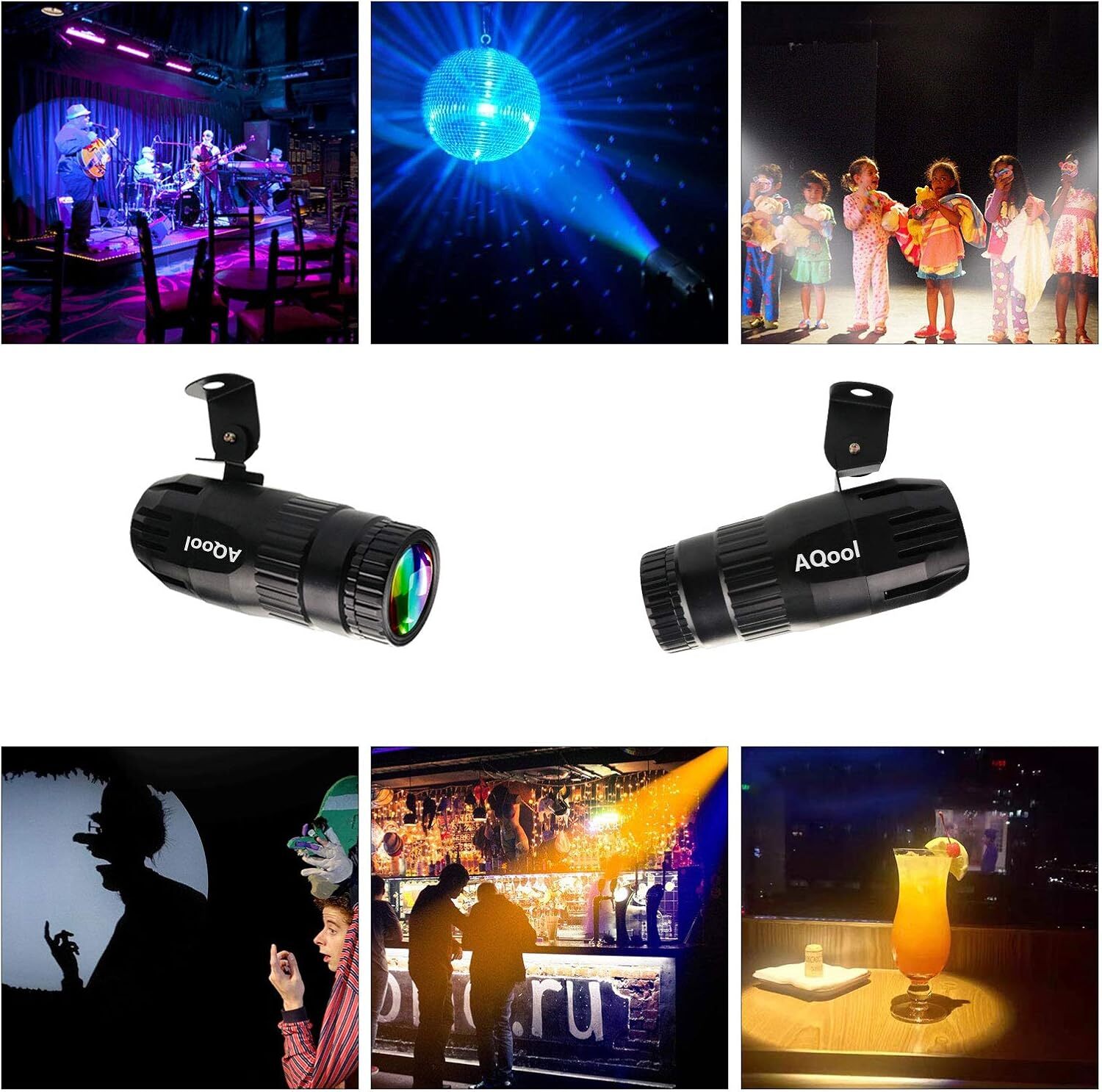 Aqool 15W Rgbw Led Pinspot Light With Rf Remote Compact Portable Lighting