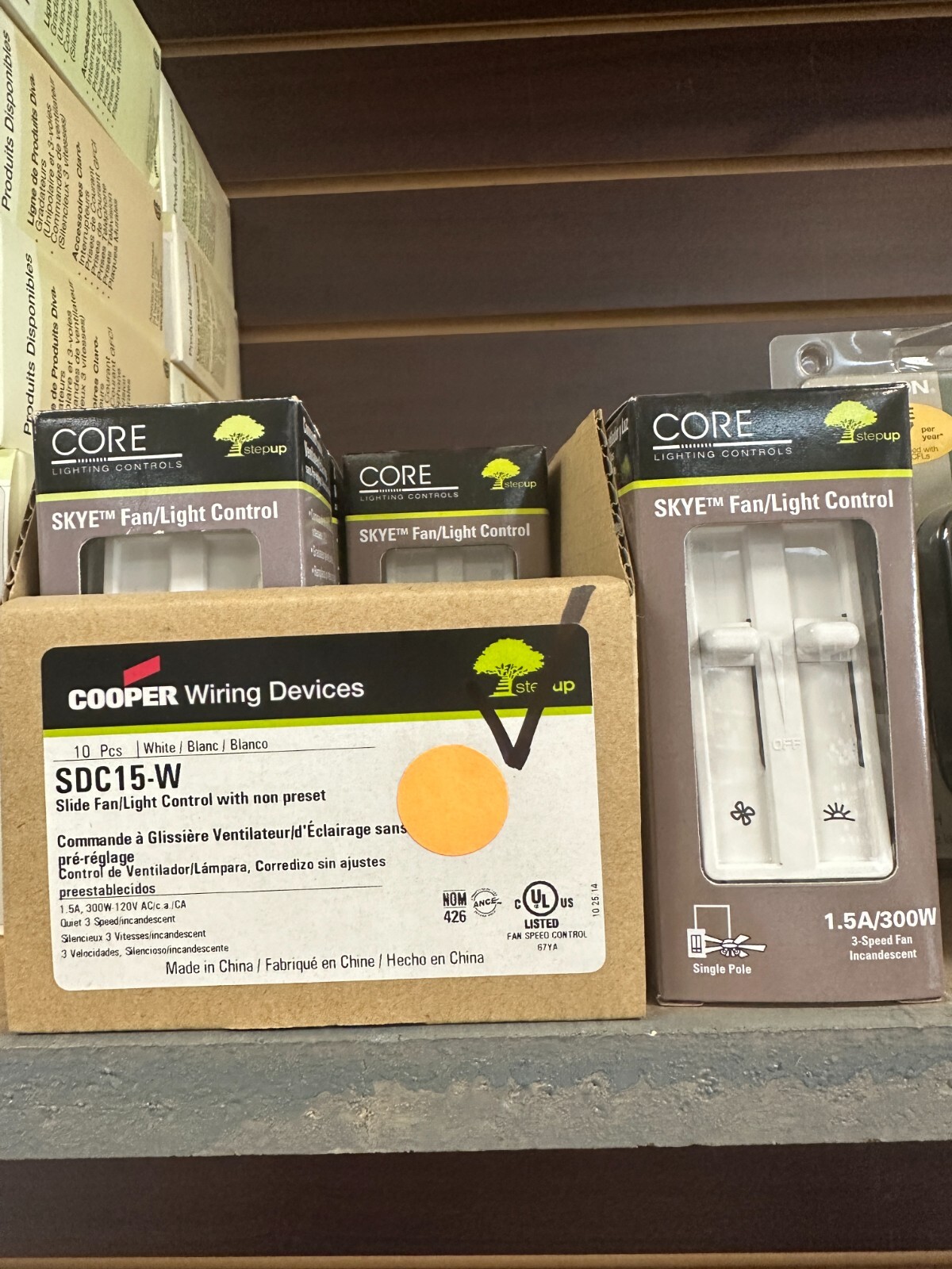 BRAND NEW Cooper SDC15-W Skye Fan/Light Control, 1.5A, 300W, WHITE Single Pole