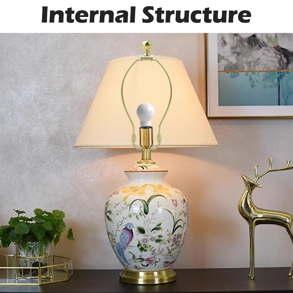 2 PCS Gold 10 Inch Lamp Shade Harp Holder Finial Detachable Bracket Adapter