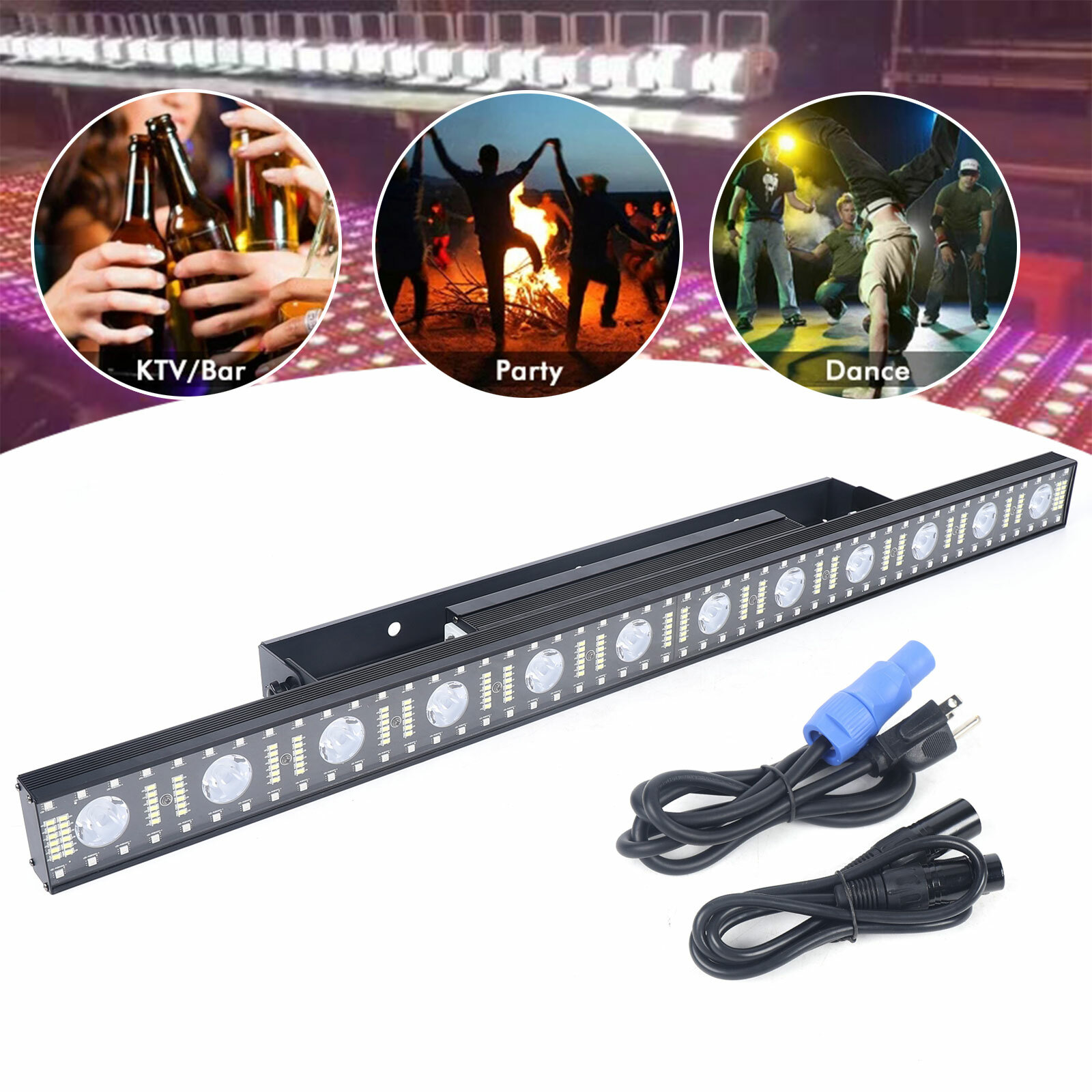 Stage Light Bar 3 in 1 LED RGB Beam Wash Light Bar 40″ 120w DJ Wash Light DMX US