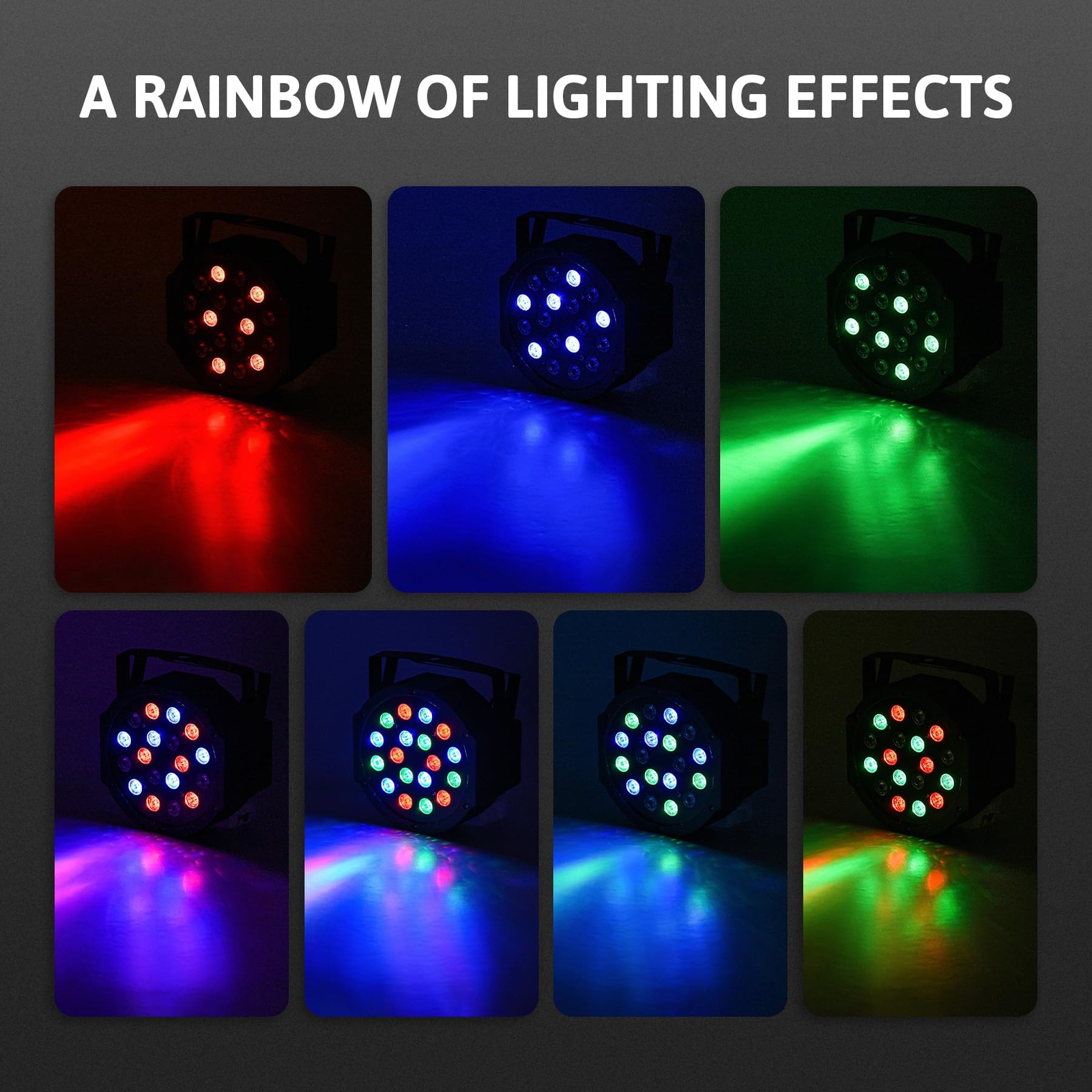 Stage Lights DMX, 8 pcs 18x3W RGB Par Can Lights Package with Remote Controller
