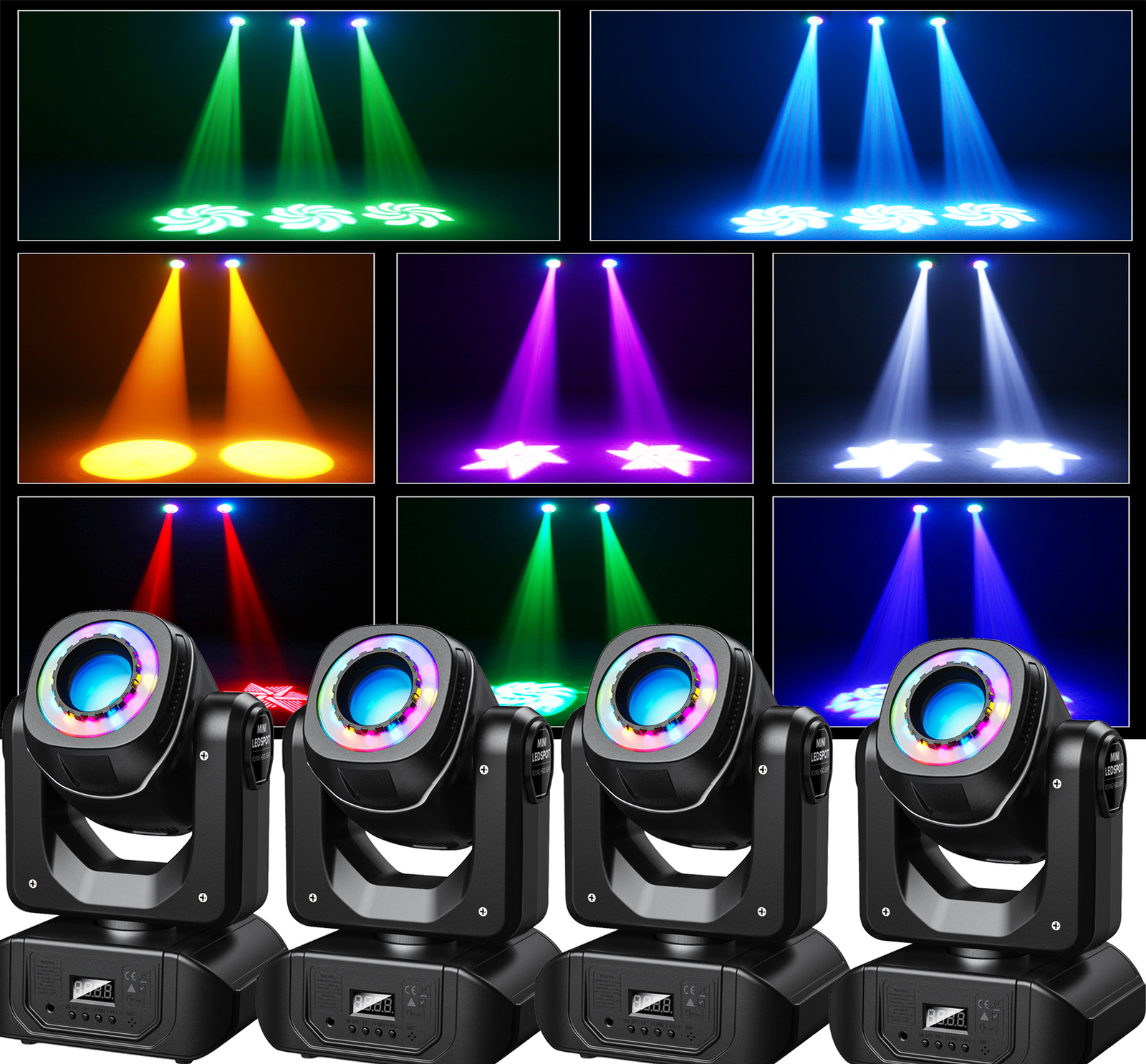 4PCS 120W LED Moving Head Lights DMX RGBW 8Gobos Beam Stage DJ Disco Lighting