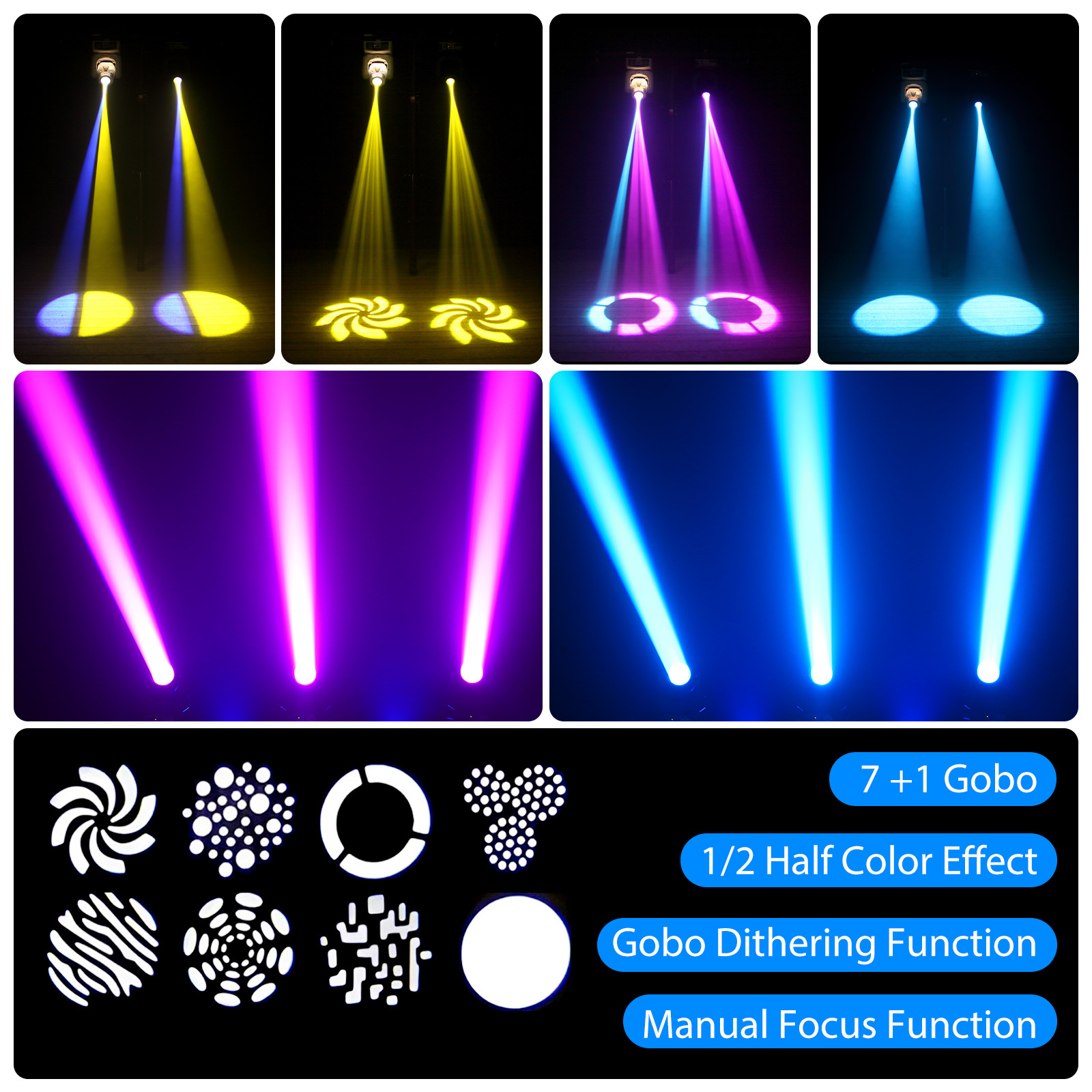 150W Moving Head Light 8Pattern LED Beam RGBW Strobe DMX DJ Disco Stage Lighting