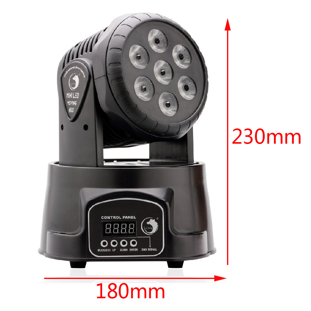 105W Moving Head Stage Lighting RGBW Wash 7LED 9/14CH DMX Light DJ Club Disco