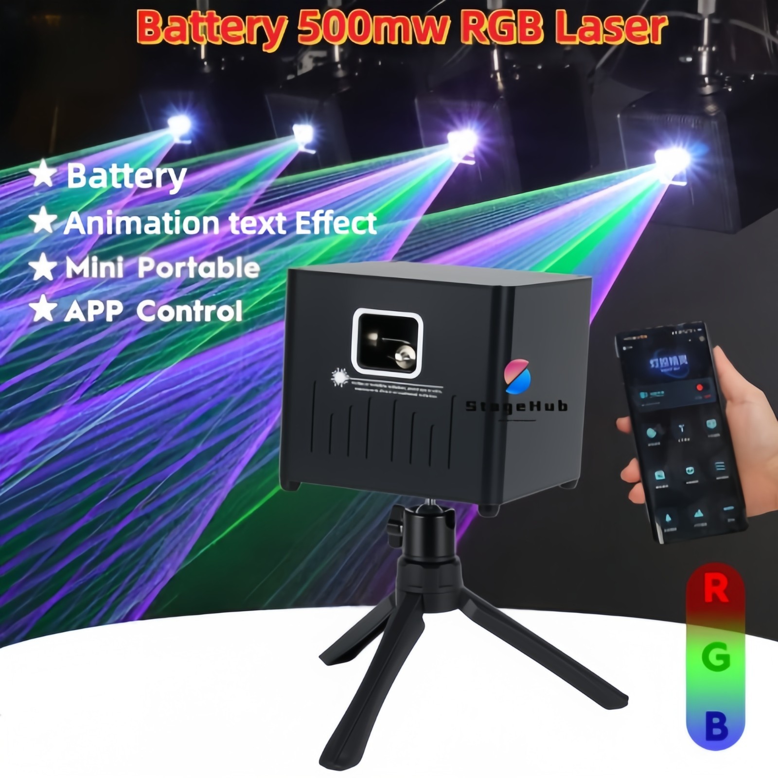 500mw Portable RGB Lazer APP Control Battery Powered Party DJ Animation Laser