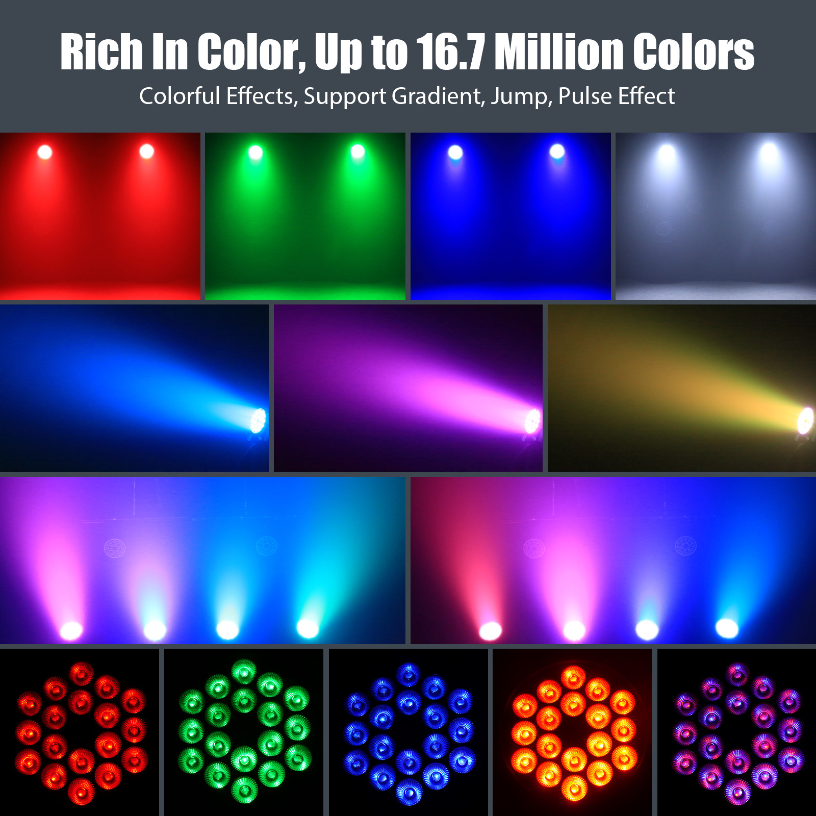 10PCS 270W Outdoor IP65 Waterproof 18 LED RGBW DMX PAR Wash Stage Light Fixture