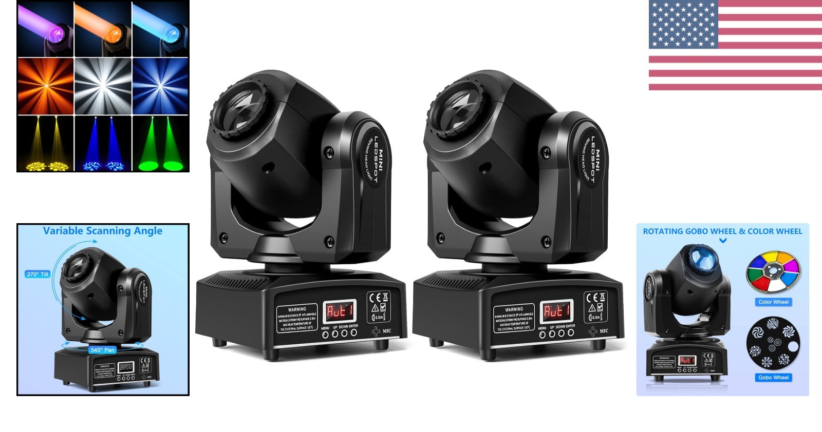 Stage Lights Moving Head Lights 8 Gobos 8 Colors 11 Channels 25W Spotlights D…