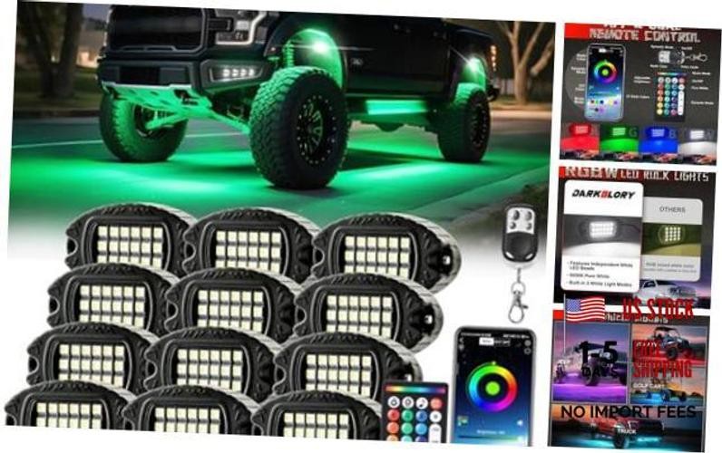 12 Pods Aluminum RGBW LED Rock Lights, 6500K Pure White RGB Rock 12 Pods Alloy