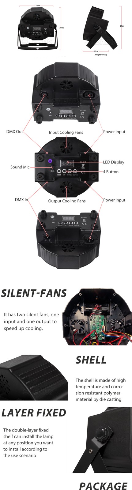 8Pcs 7x18W RGBWAUV LED Par Light Beam Wash Par Can Light Stage DJ Show Lighting