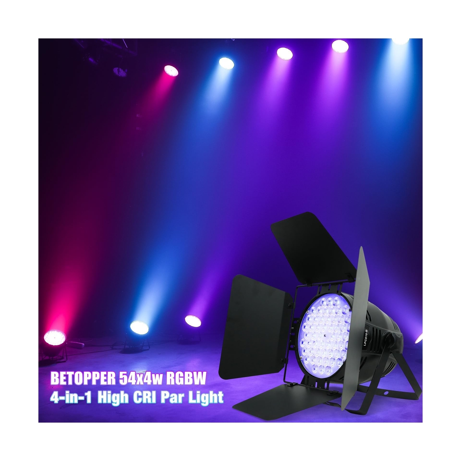 Betopper 54x4W High CRI Par Light with Barn Doors, CRI/RA 90 RGBW 4 in 1 Ultr…