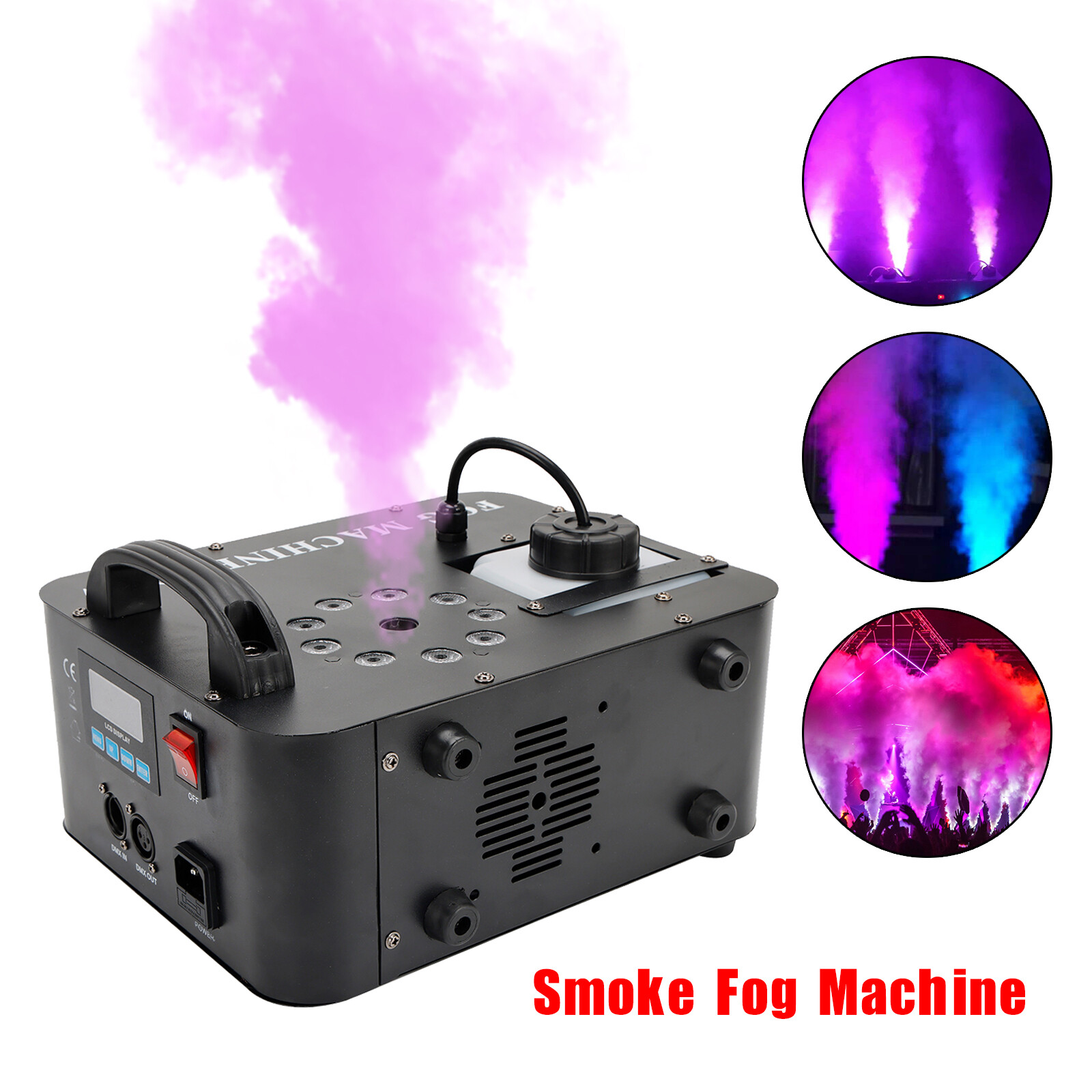 900W RGB LED Light Smoke Fog Machine DMX Stage Fogger DJ Spray Smoke Effect E4