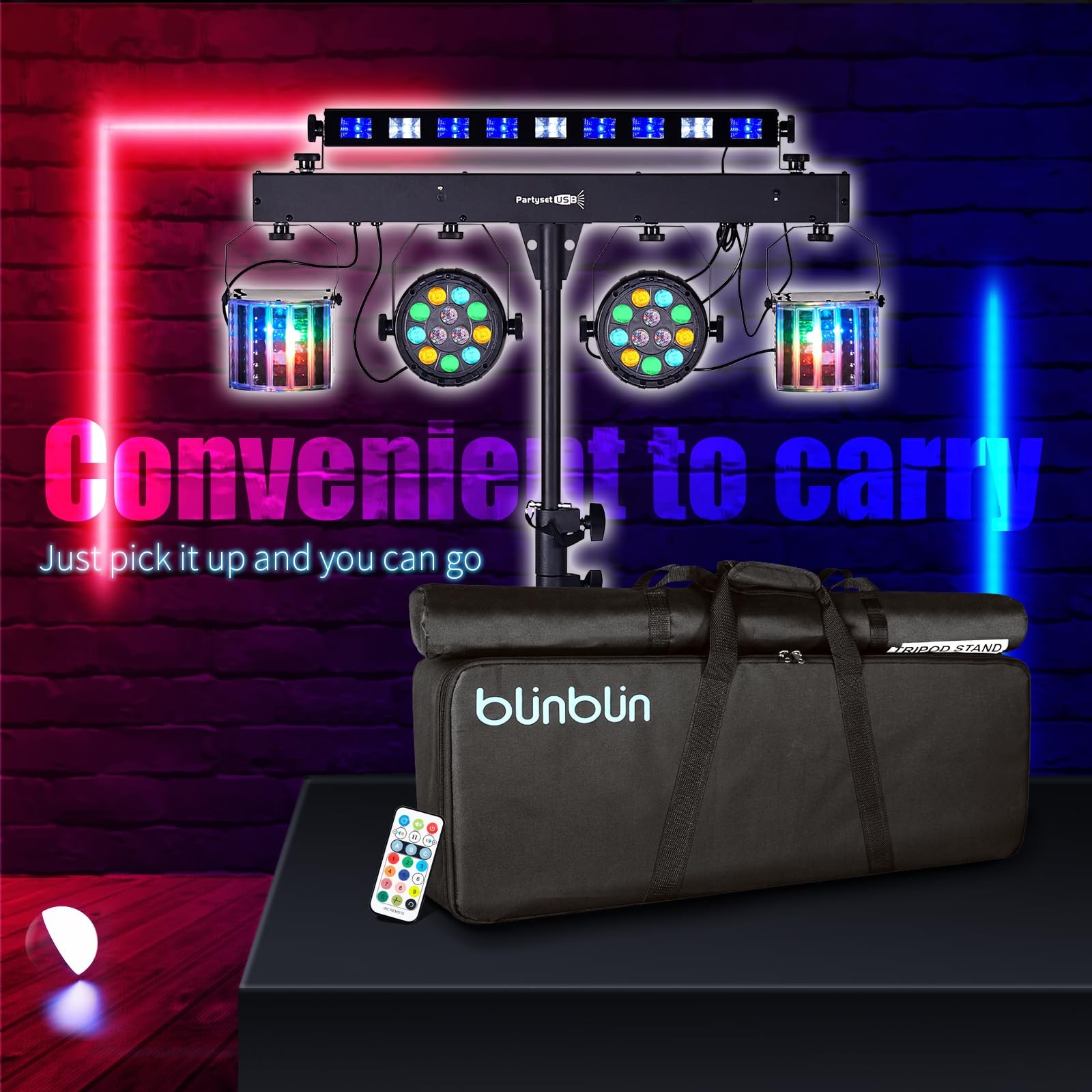 DJ Lights with Stand, 5 in 1 Party Lights DJ Disco Light for Parties Indoor, Sou