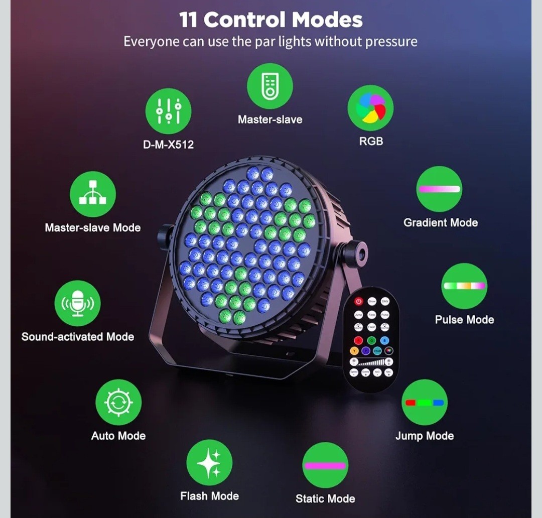 UKING 72x1w RGB LED PAR Segment Control Macro Effects