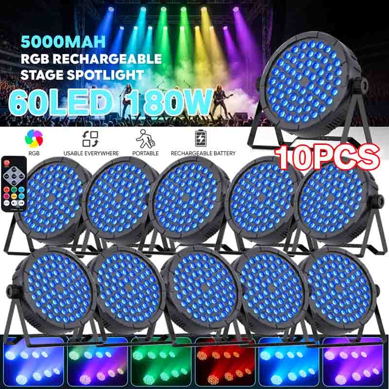 180W RGB 60 LED Rechargeable Battery Par DMX512 Stage Light Party Disco Show