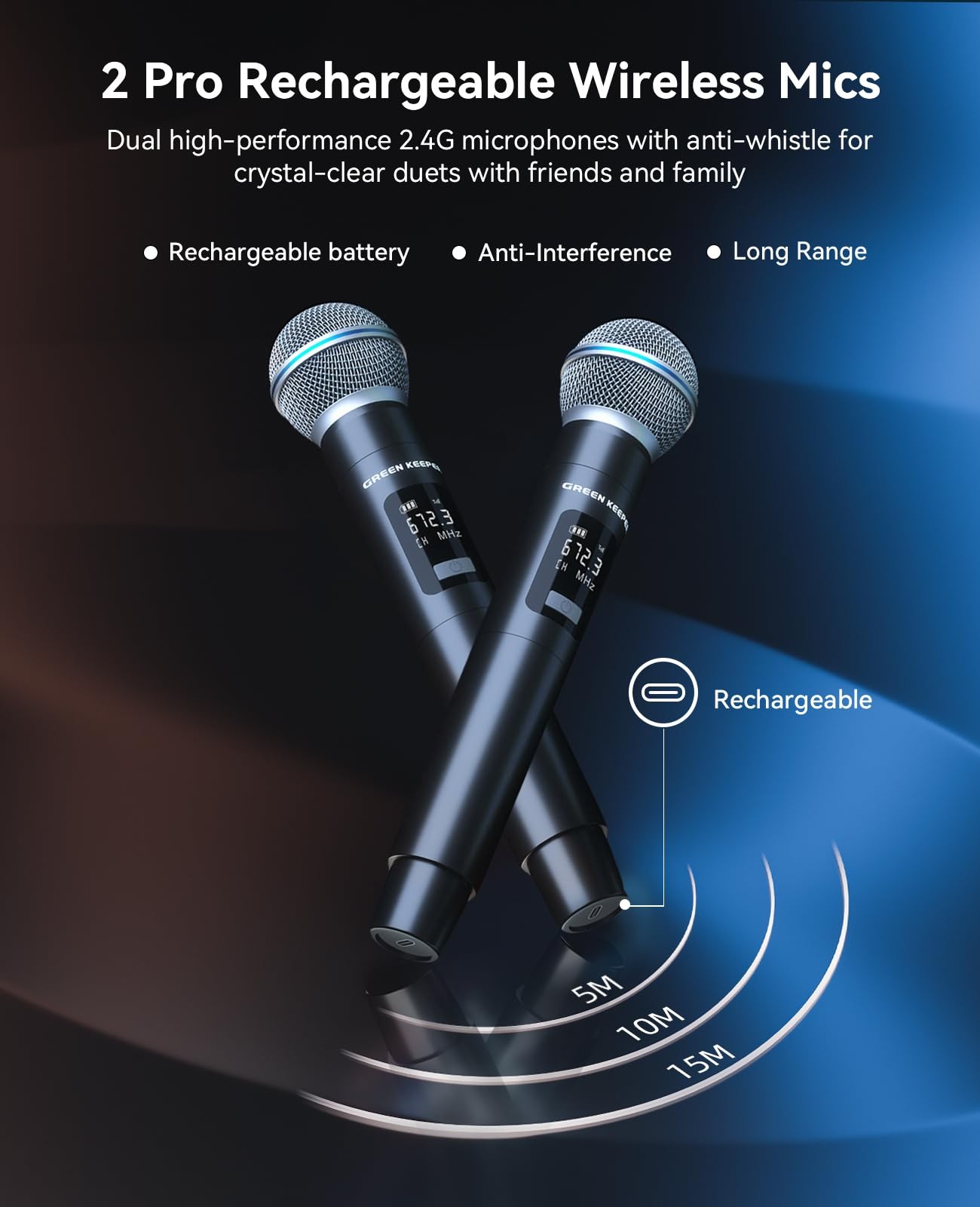 GKD61 Karaoke Machine for Adults with 2 Wireless UHF Microphones, 500W Peak P…