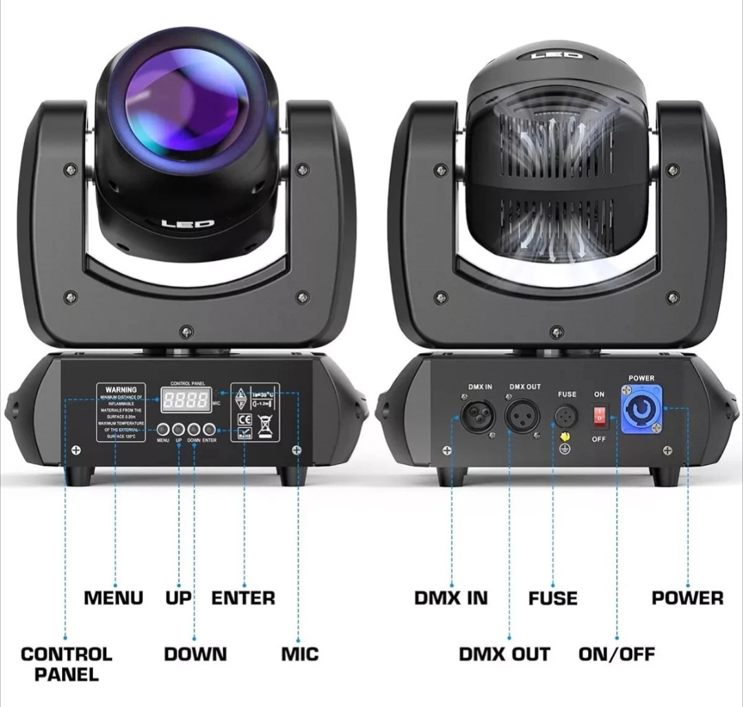2PCS 150W 16 Facet Prism Gobo Moving Head Light Beam RGBW LED DMX Stage DJ Party