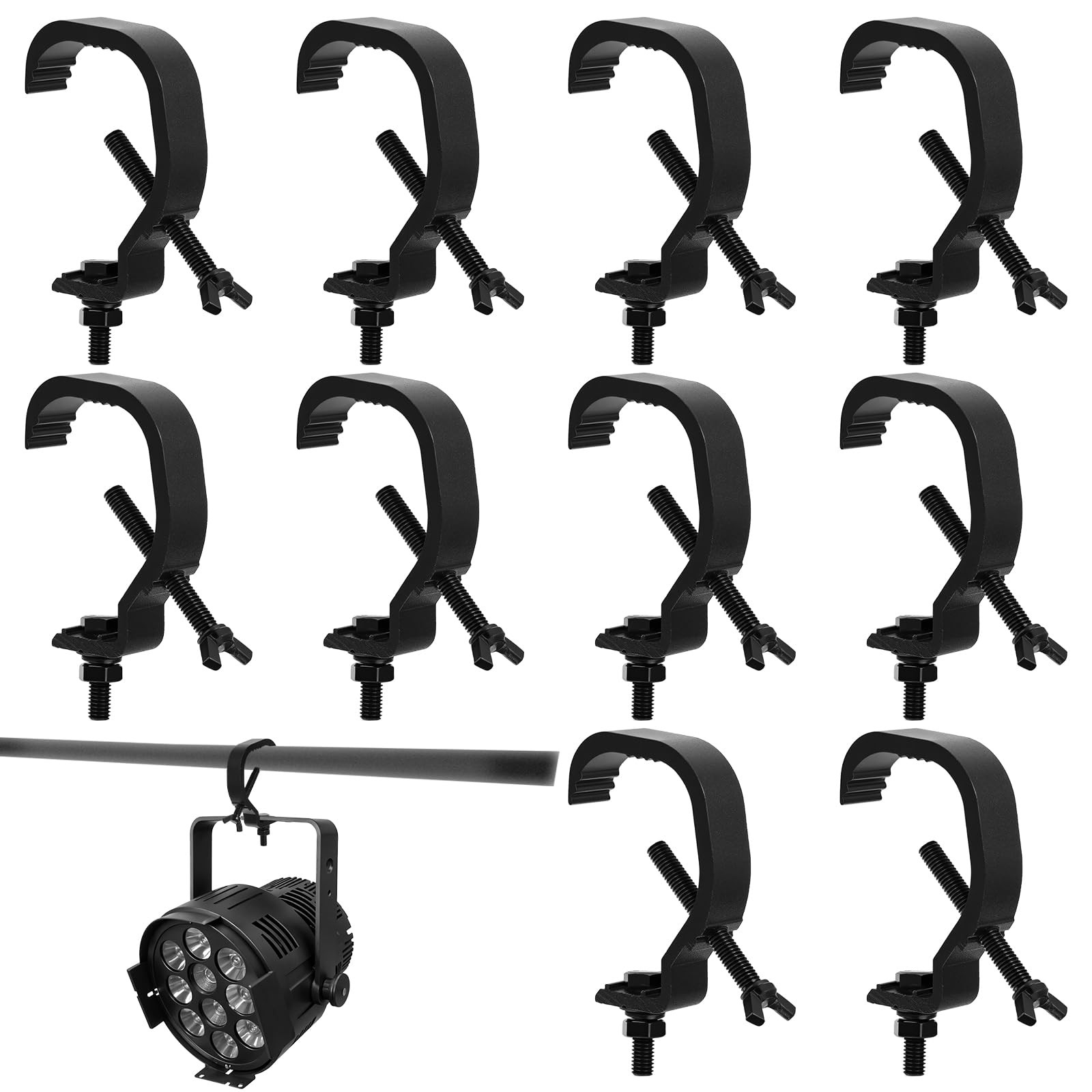10 PCS Stage Light Clamp Hook Fits OD 1.182 Inch Heavy Duty Aluminum Truss