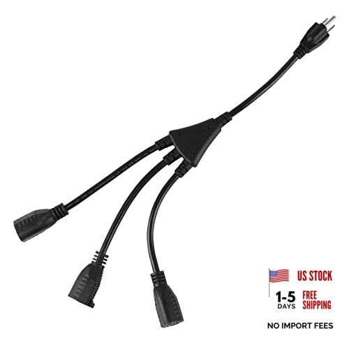 1 to 3 Power Cord Splitter Cable, 1.5FT Indoor 3 Prong Power Strip for