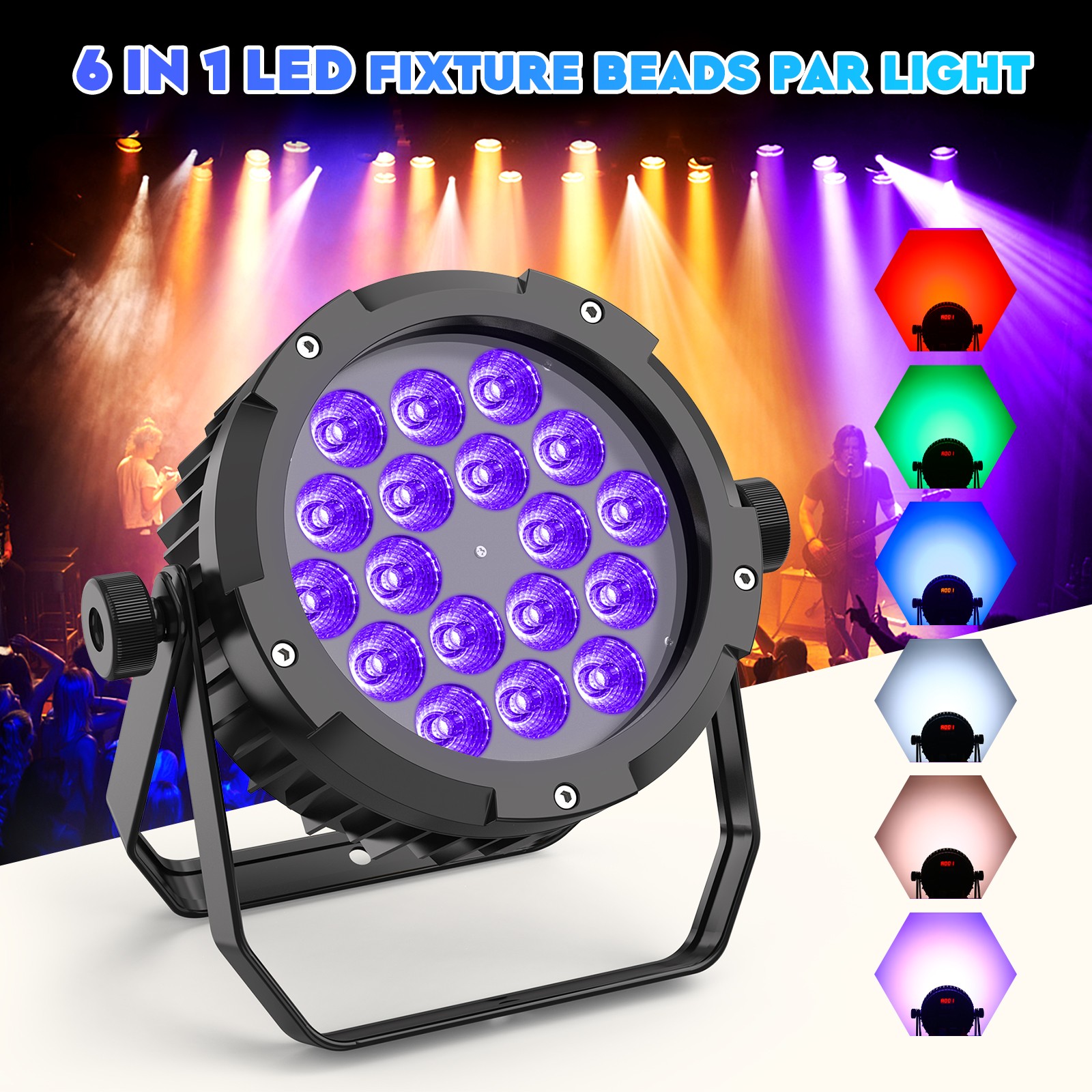 24 x15W Waterproof RGBWA UV LED Par Stage Lighting DMX DJ Par Can Wash Light