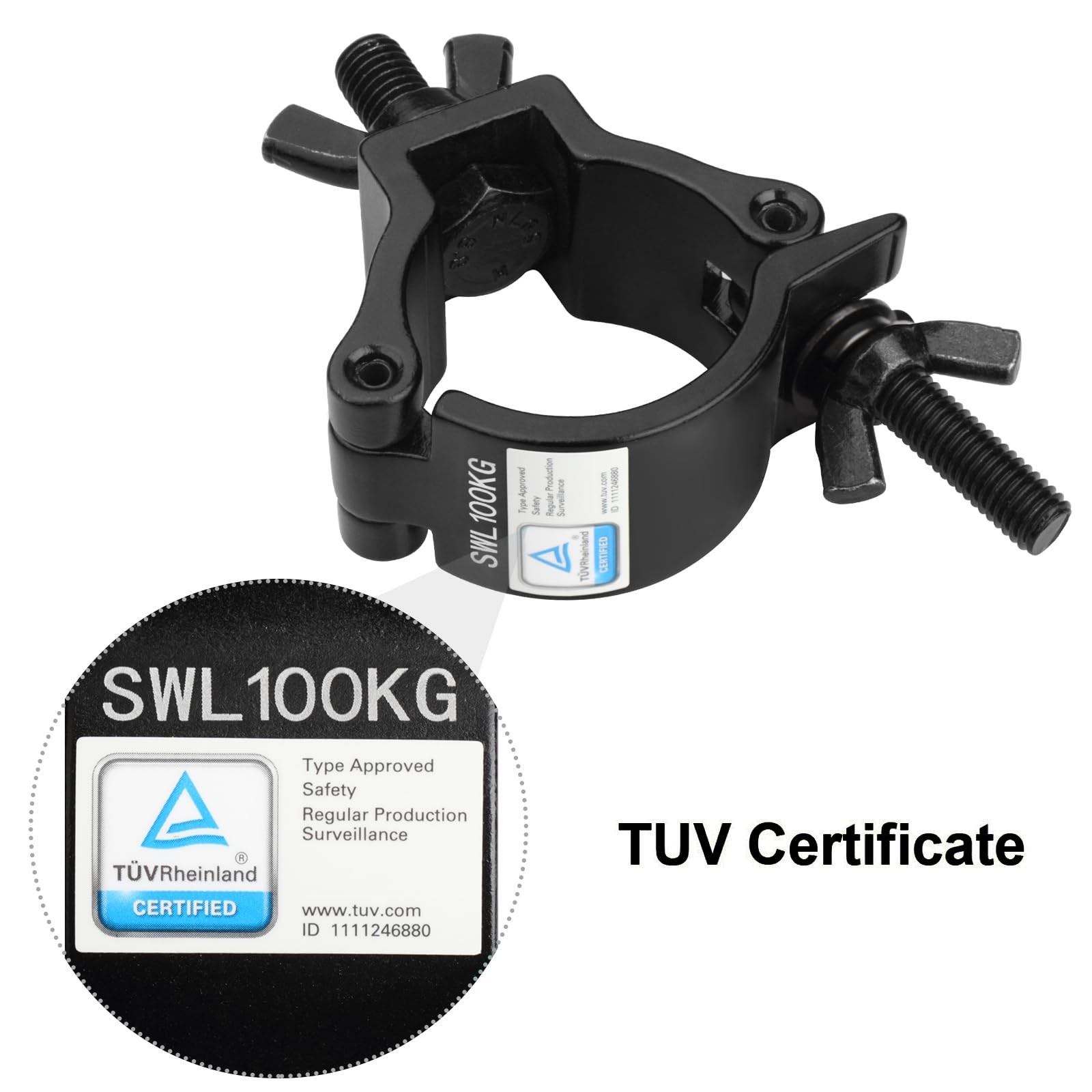 Black Aluminum Alloy DJ Light Truss Clamp Fits 2 Inch Stage 220lb 10 PCS