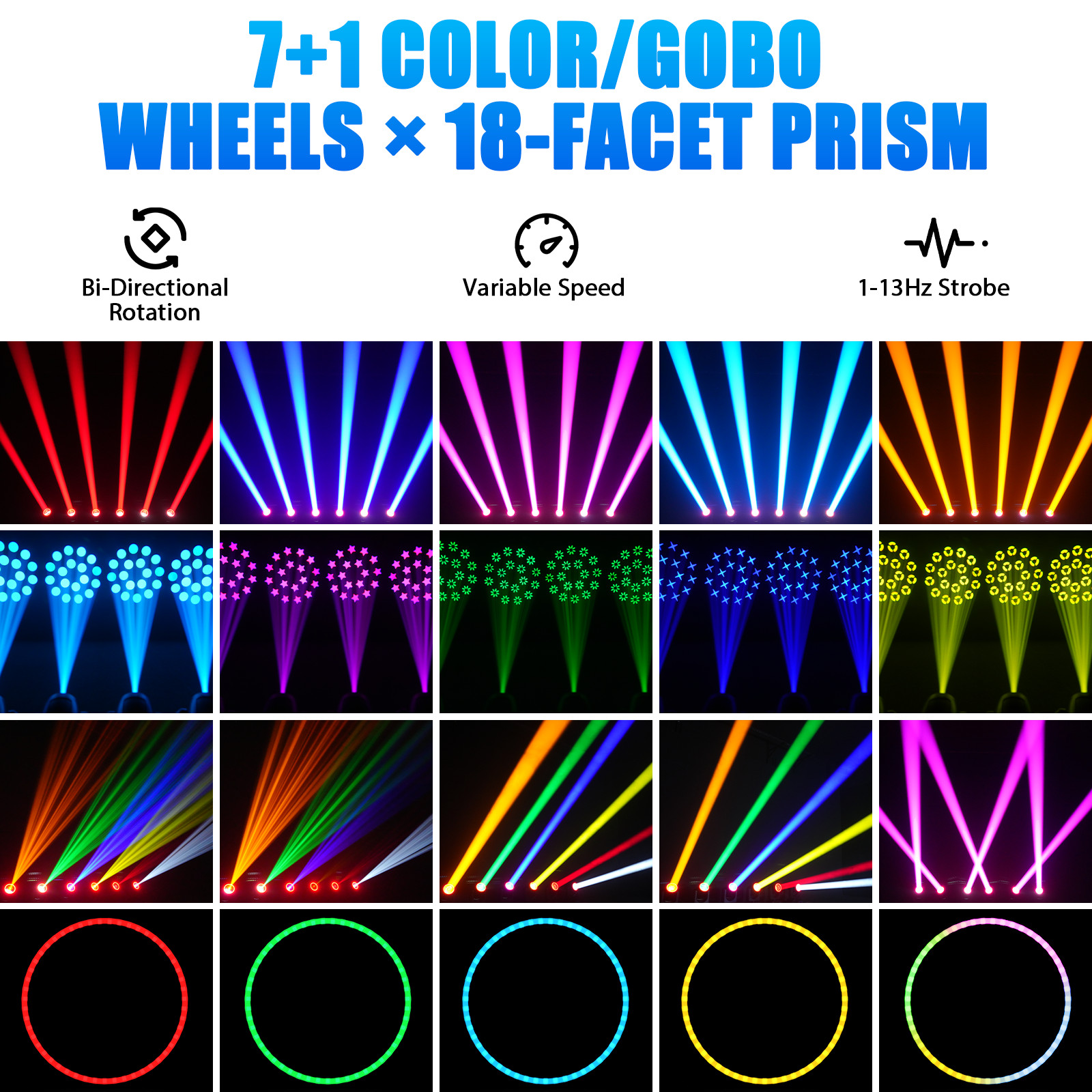 4x 200W LED Moving Head Stage Light GOBO Prism Spot Beam Light Disco Party DMX
