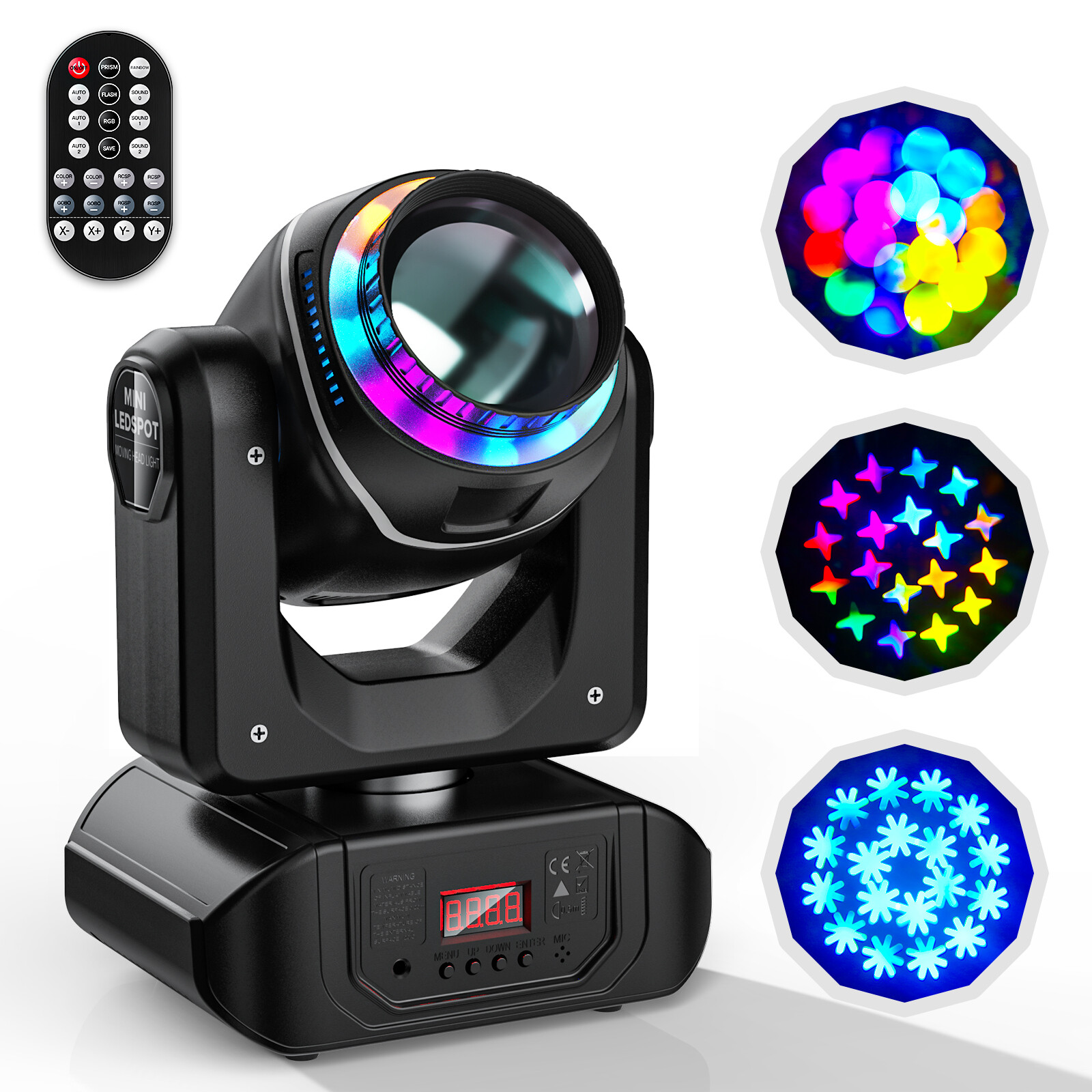 LED Stage Light Moving Head Light 10 Gobos 8 Colors with Remote DJ Disco KTV Bar