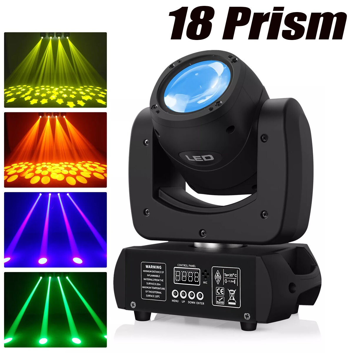 150W LED 18Prism Moving Head Light RGBW DMX Gobo Beam Stage Spot Lighting DJ
