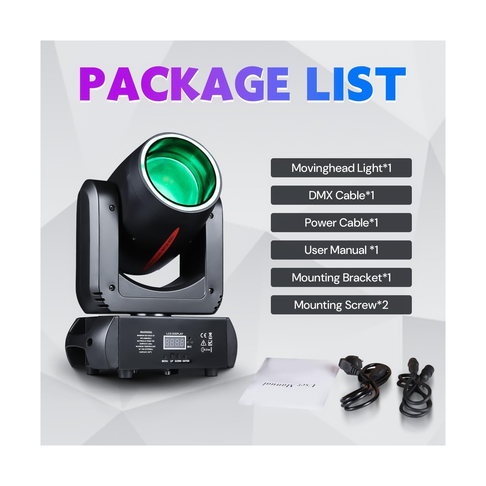 150W LED DJ Light Moving Head Stage Light Beam Halo 8 Gobos 8 Colors 3D Rotat…