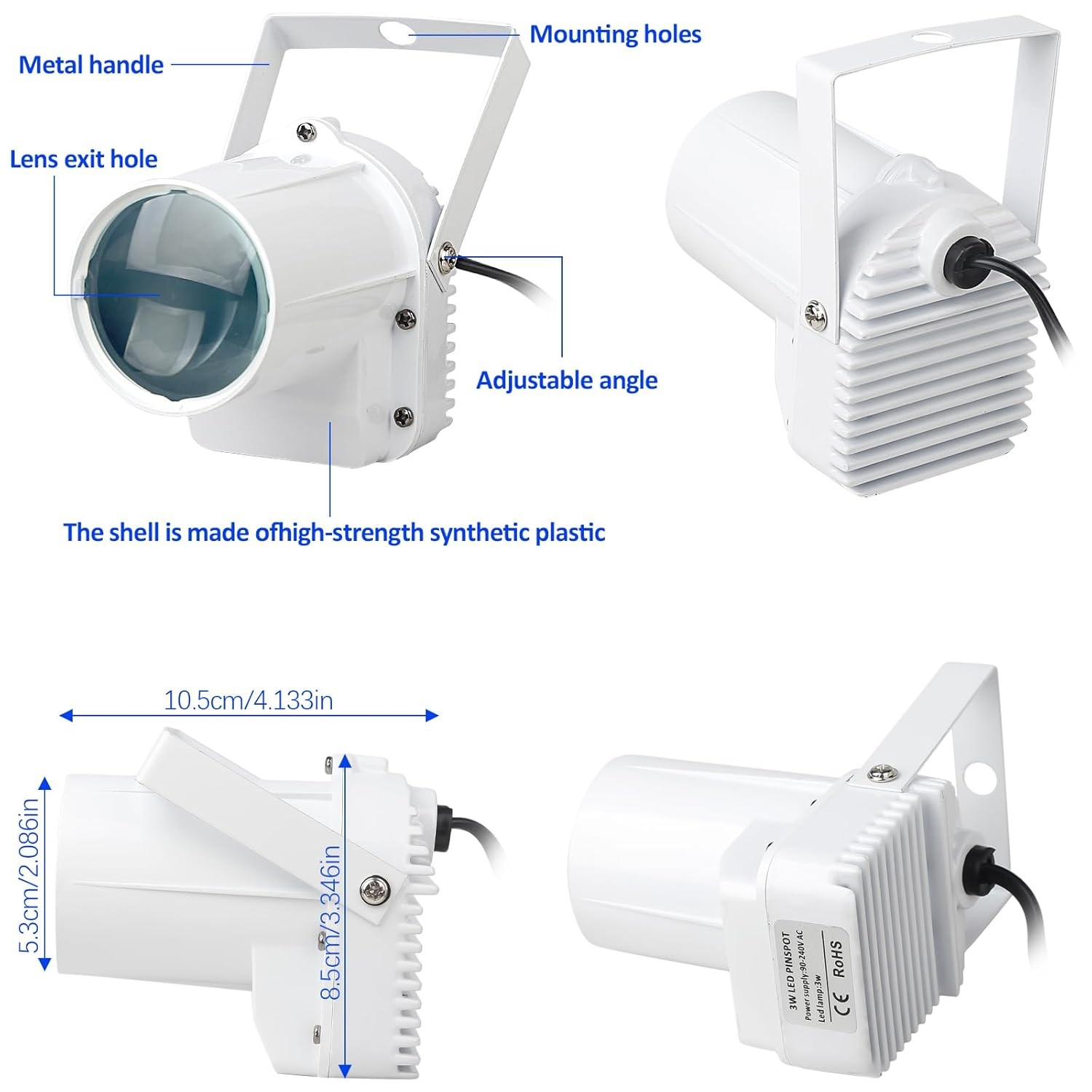 Spotlight for Disco Ball Lights Pin Spot Light, White Led Beam Pinspot Light for