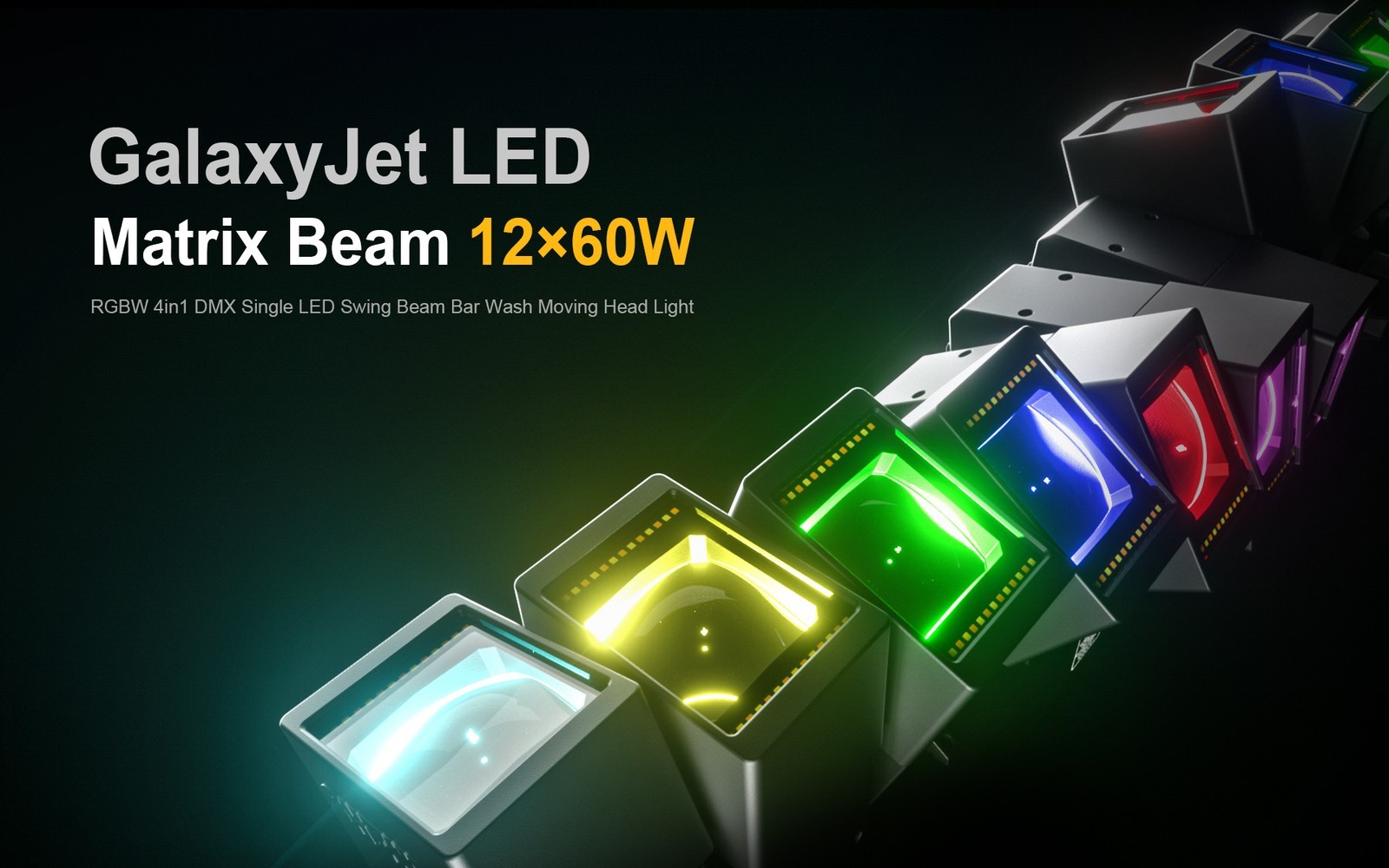 GalaxyJet 12x60W LED RGBW Beam Moving Head Light Matrix With Ring Stage Concert