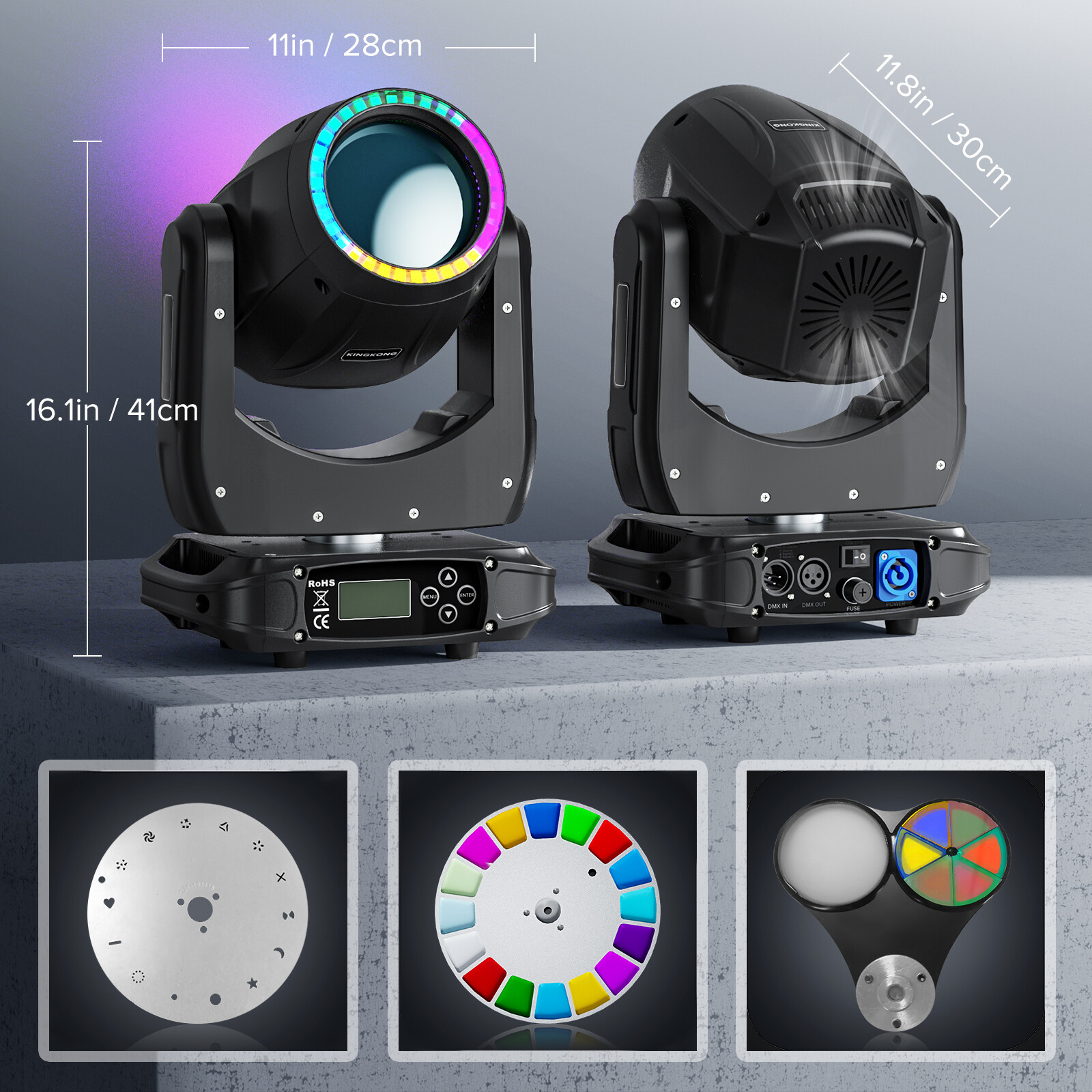 2PCS 200W 5R LED Moving Head Lights RGBW Gobo 8 Prisms Stage Lighting with Case