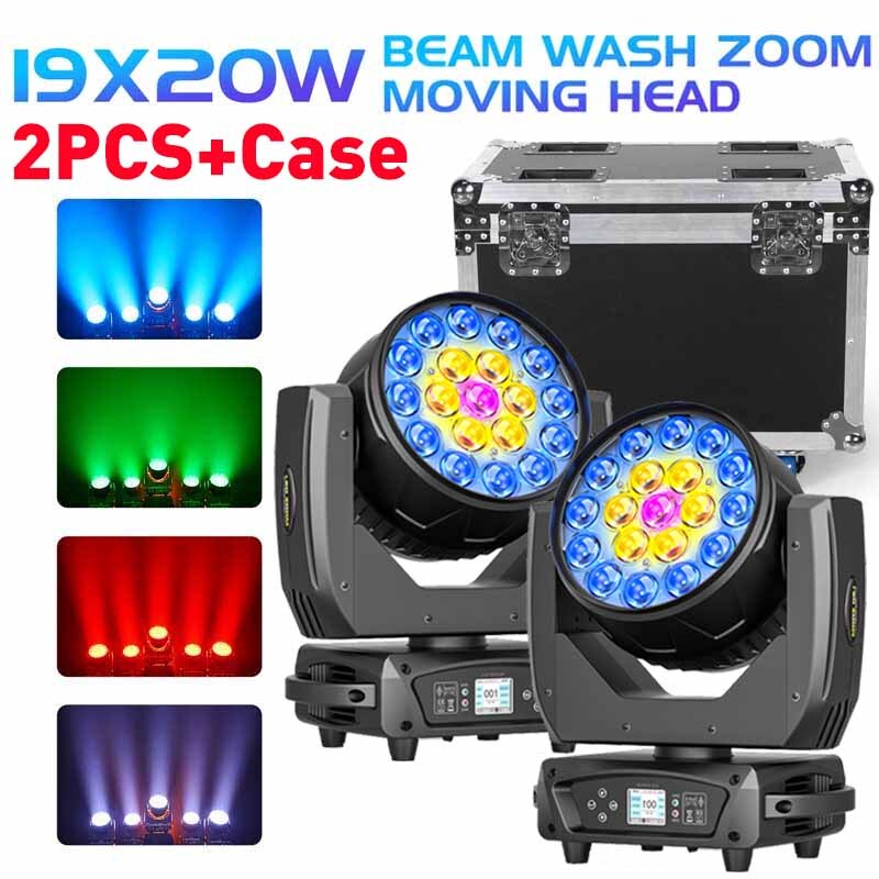 2PCS 19x20W RGBW LED Moving Head Light DMX Beam Stage Effect Lighting DJ Party