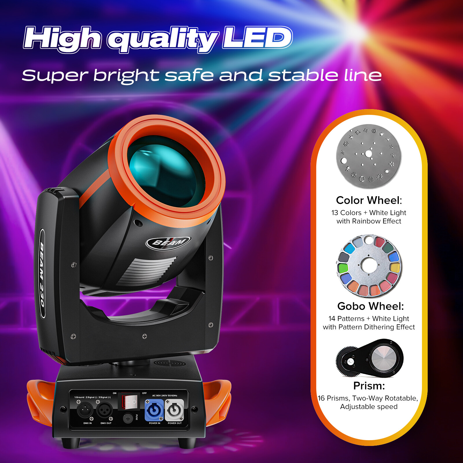 230W LED Moving Head Light Gobo Beam Spot Stage Lighting DMX Bar Club with Case