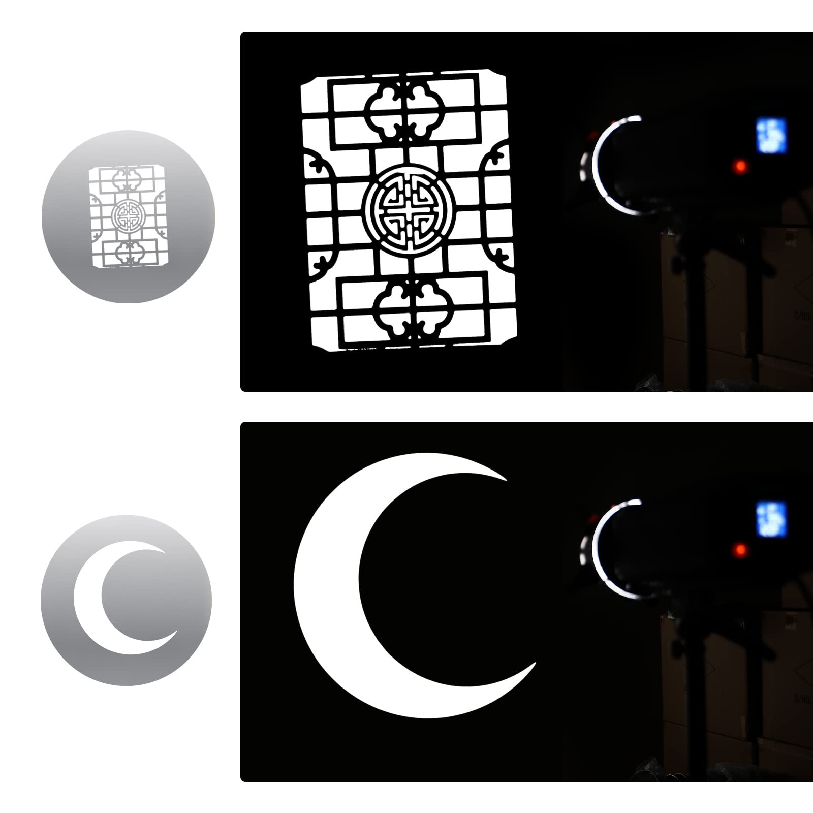 12-Pack Round GOBO Kit, 66mm Metal Plates for Spotlight Lighting Effects
