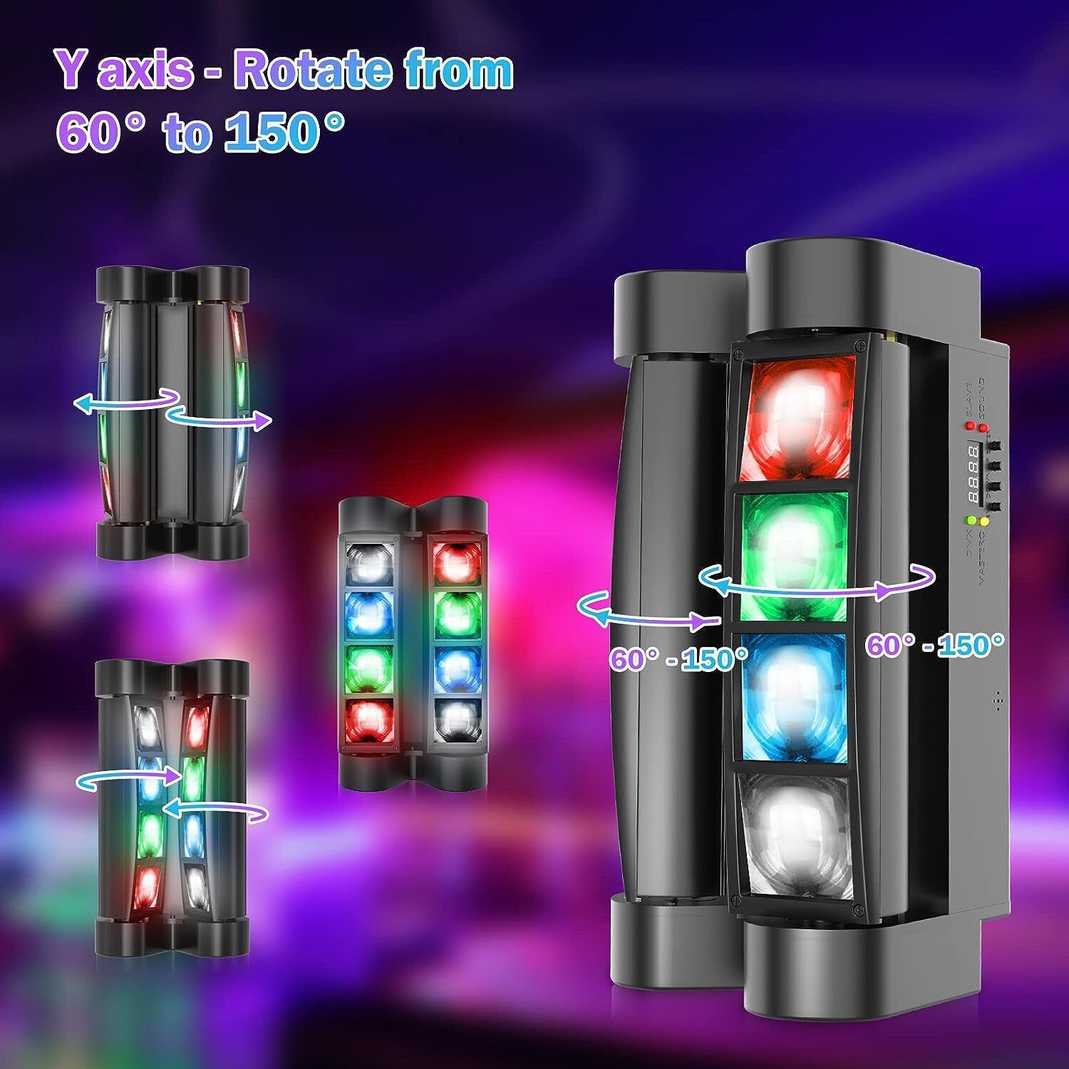 2Packs 80W 8LED RGBW Spider Moving Head Stage Lighting DMX Disco DJ Lighting