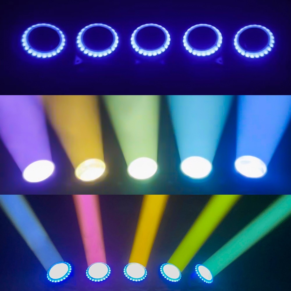 5x120W LED Moving Head Matrix Light DMX RGB 3in1 Zoom Beam Strobe Halo Ring
