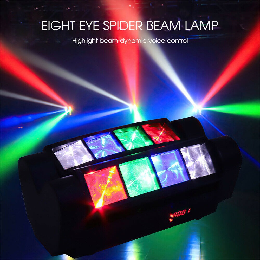 80W 8 LED Spider Moving Head Beam Stage Lighting RGBW DMX Disco Party DJ Lights