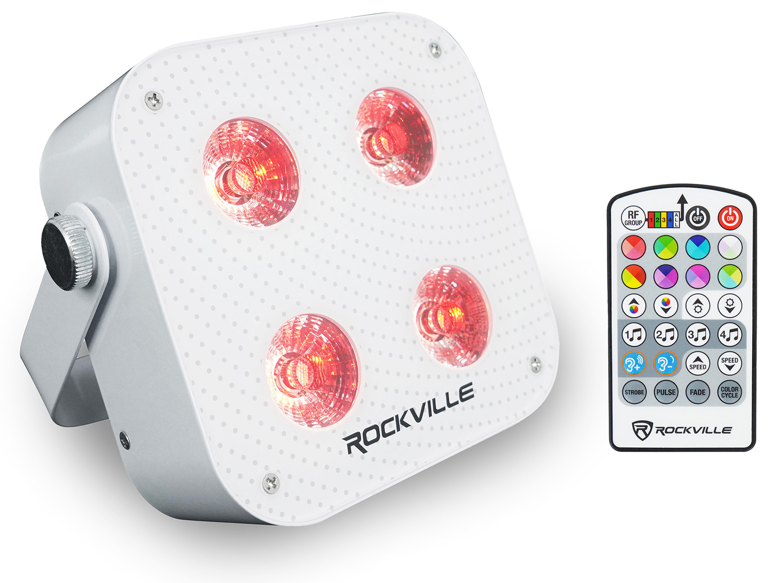 Rockville MINI RF4 V2 White Bright DJ/Party LED Par Wash Up Light+RF Remote+APP