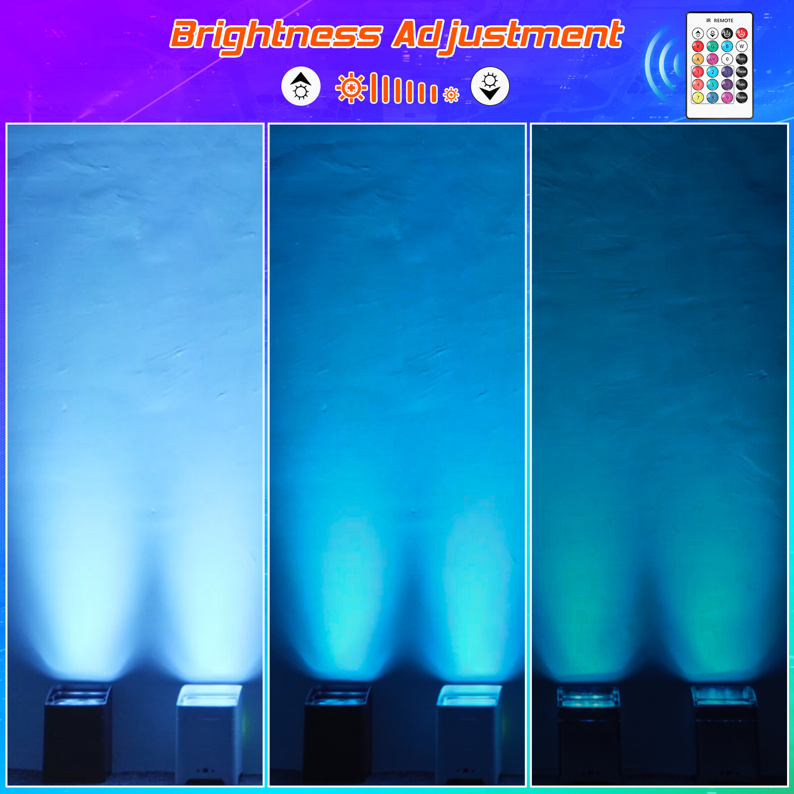 6Pcs 6x18W RGBWA+UV Wifi APP Wireless Remote Control Par up Light wash With Case