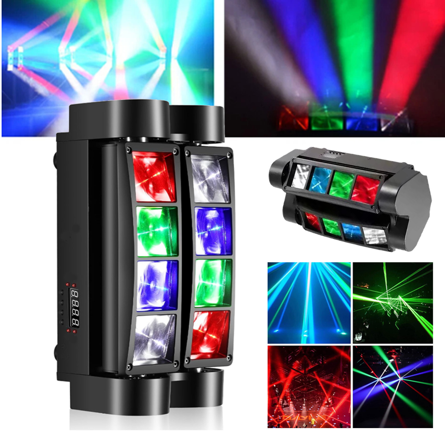 80W 8 LED Spider Moving Head Beam Stage Lighting RGBW DMX Disco Party DJ Lights