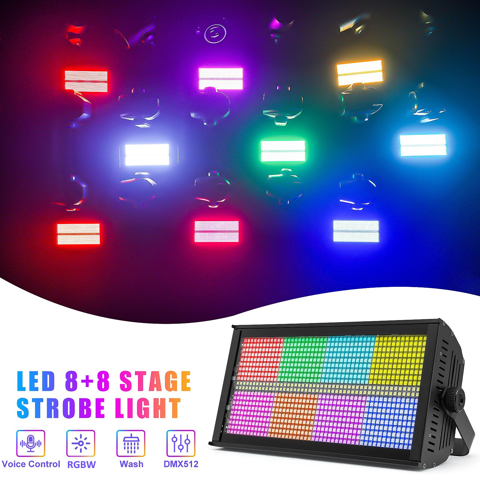 2PCS 200W Strobe Light Aluminum DMX 960LED RGBW Flash Wall Wash Stage Lighting