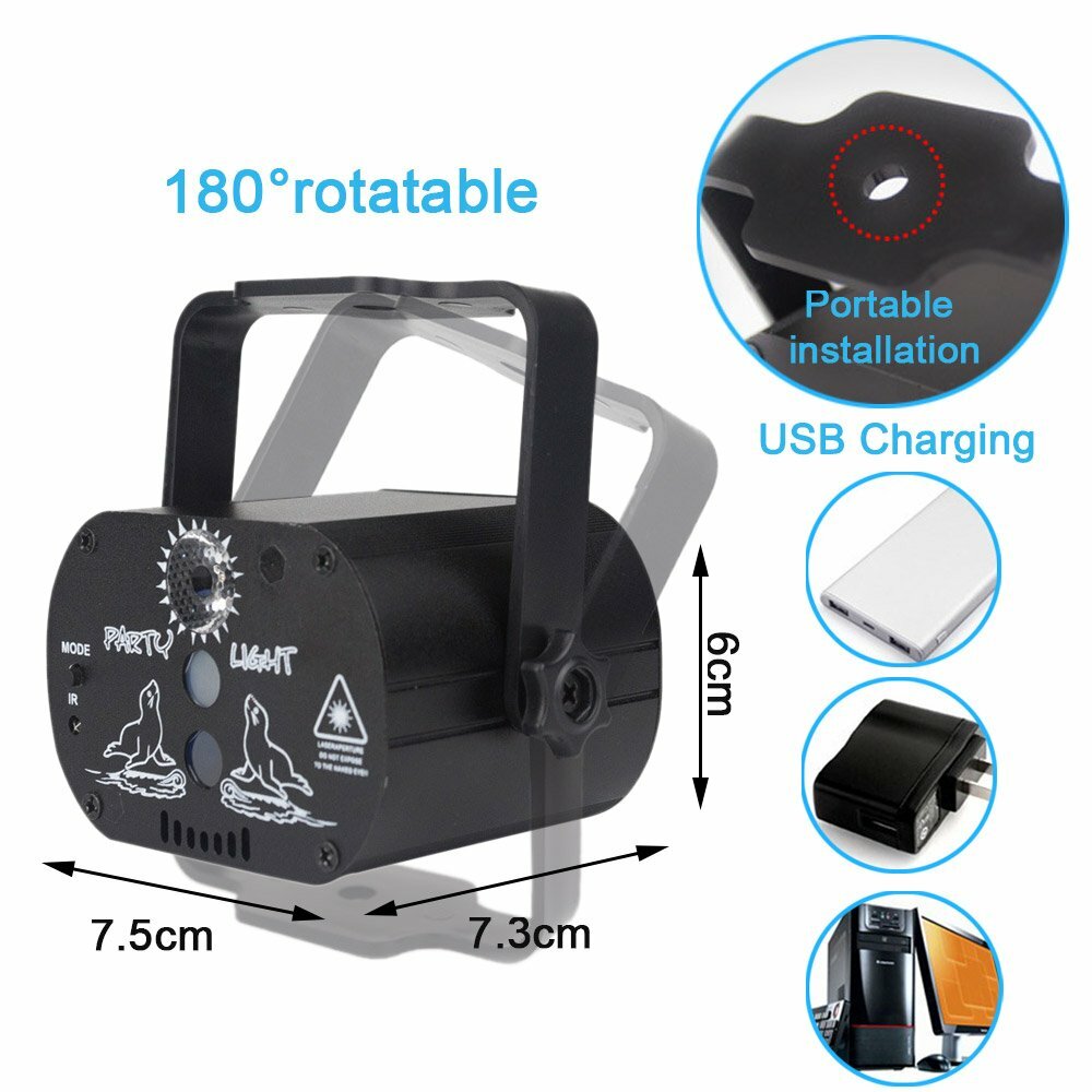 1024Pattern DJ Disco Party Stage Light Laser Projector LED RGB KTV Show Lighting