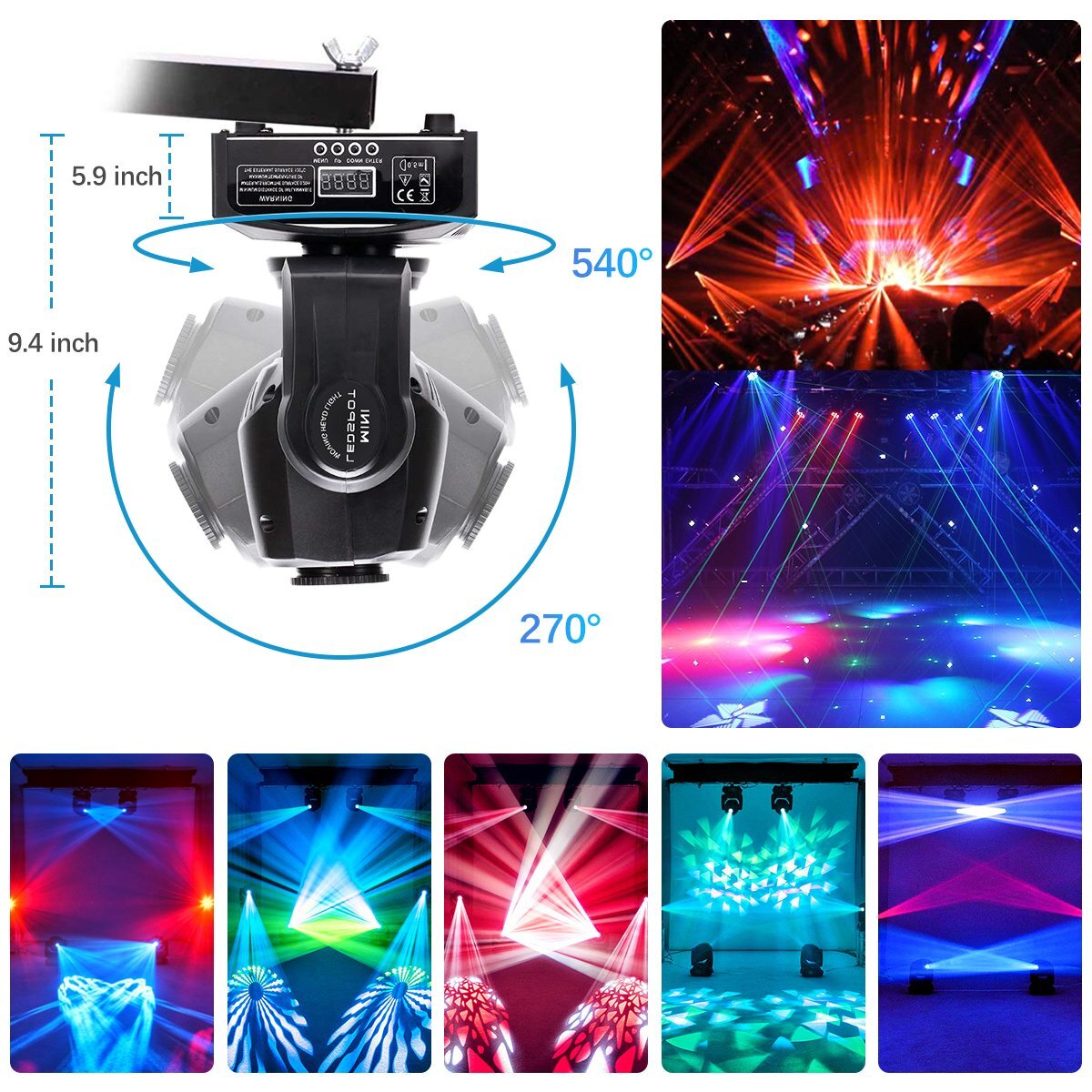 120W LED Moving Head Stage Light RGBW Gobo Spot Beam Disco DJ Party Lighting DMX