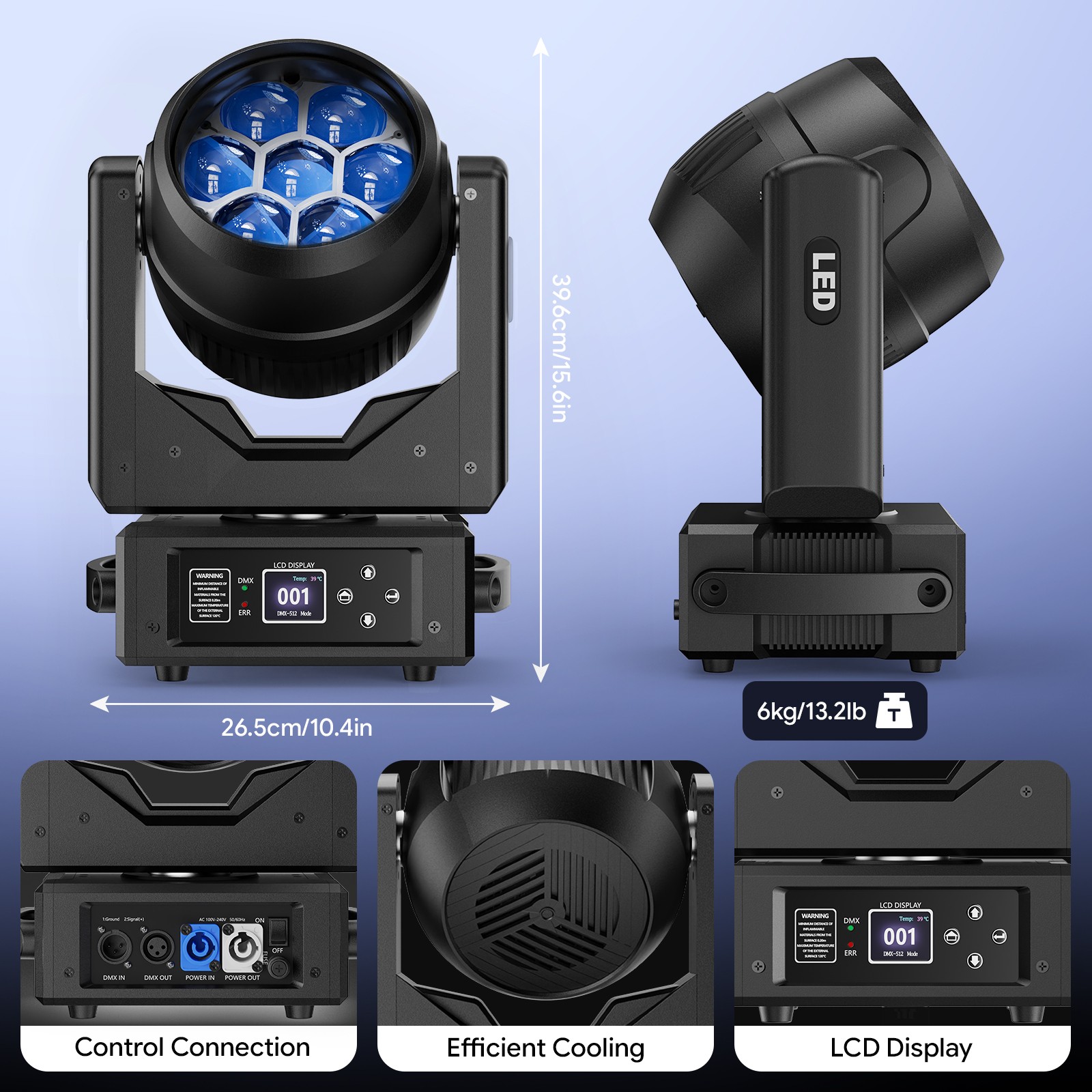 200W LED Bee Eye Moving Head Light Zoom RGBW Wash DMX512 DJ Party Bar Disco