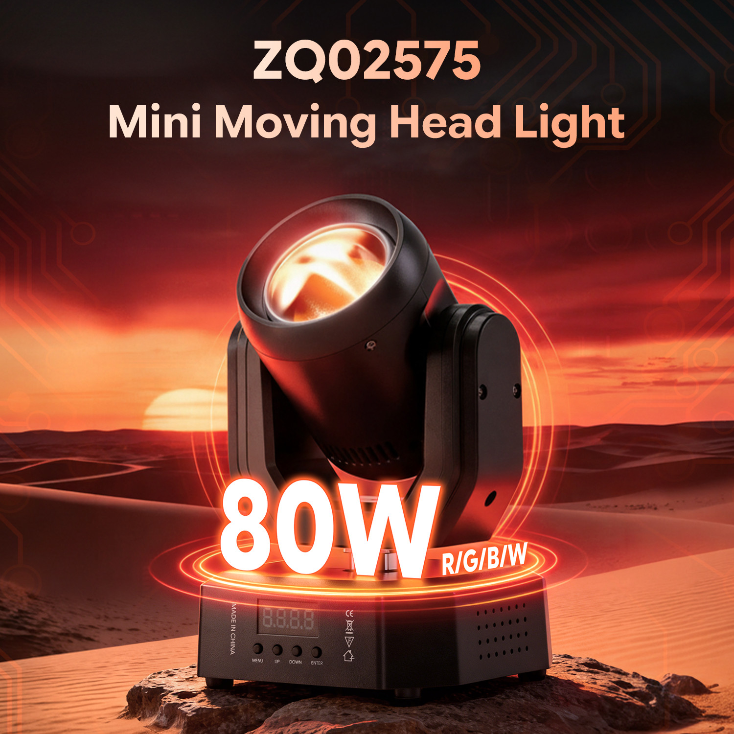 DJ Light Rotation 80W LED Moving Head Light RGBW DMX Remote Sound Lightweight