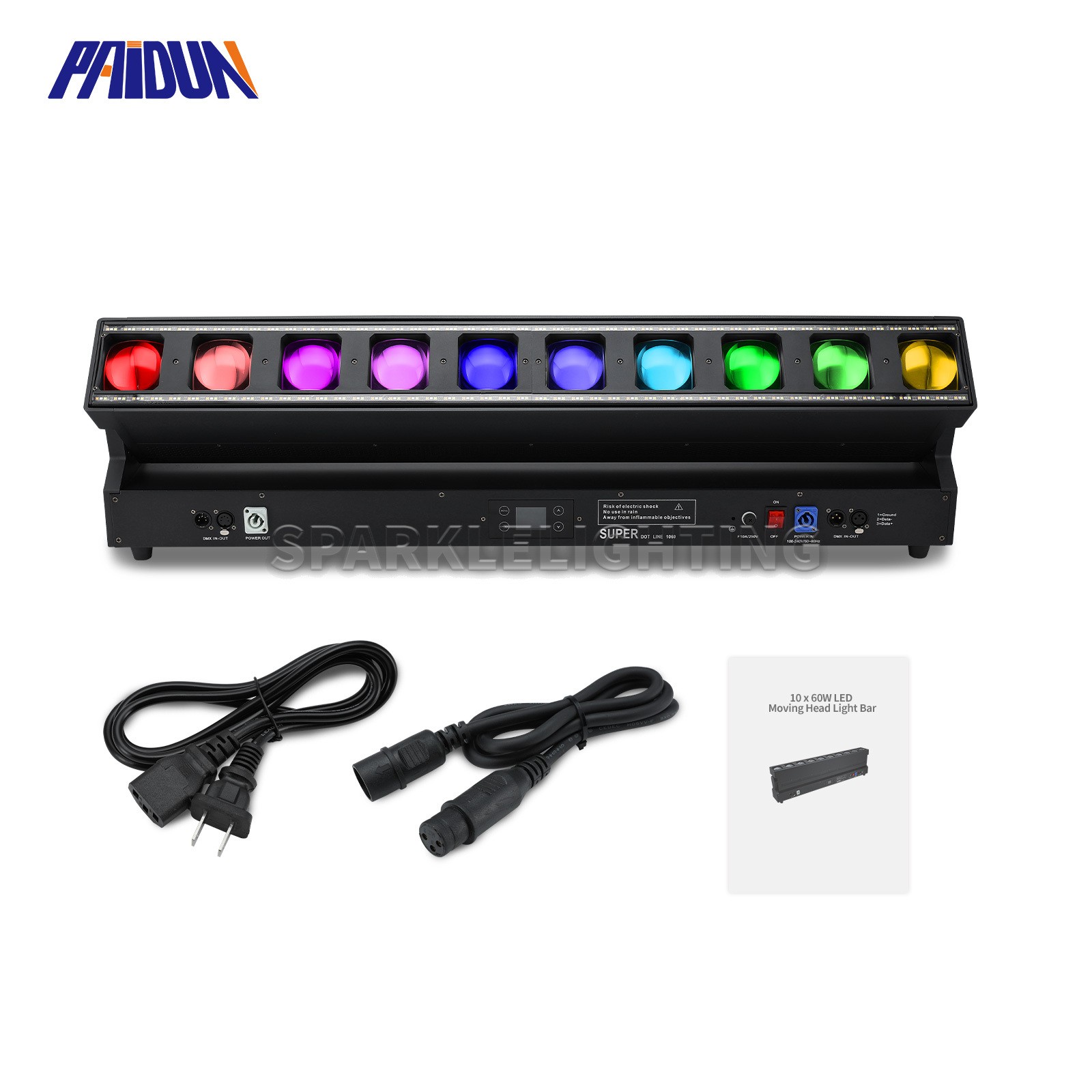 PAIDUN 1155W Pixel Beam 10x60W Moving Head Spot Light Bar LED RGBW Zoom Lighting